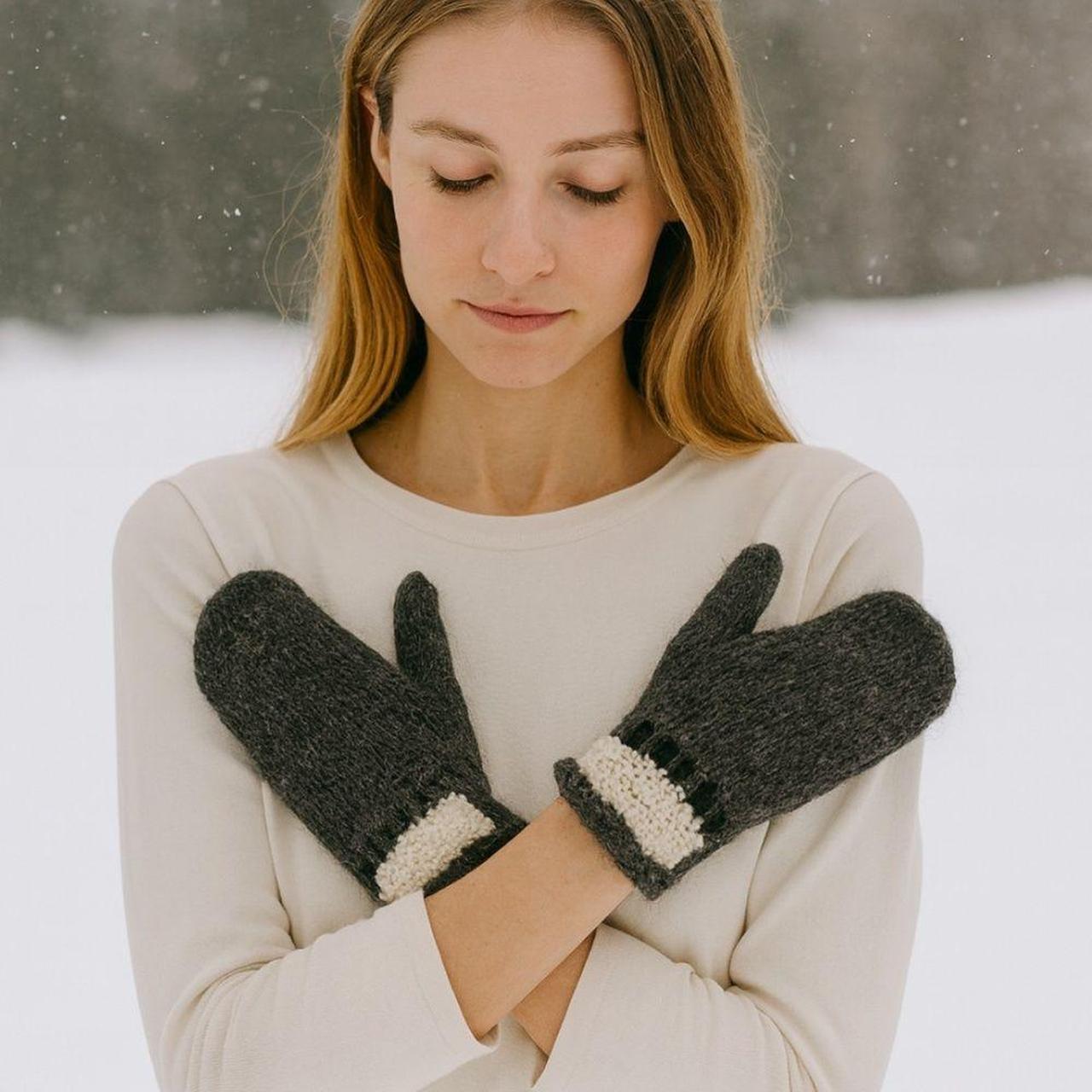 Source Unknown Women's Mittens - Grey – HAND KNIT… - image 1