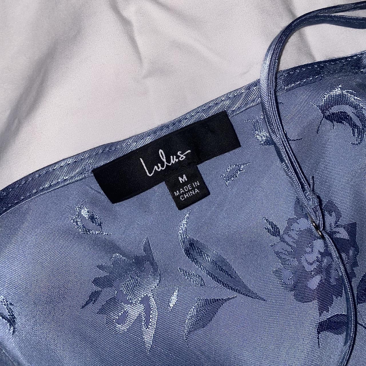 lulus all about you slate blue floral jacquard satin... - Depop