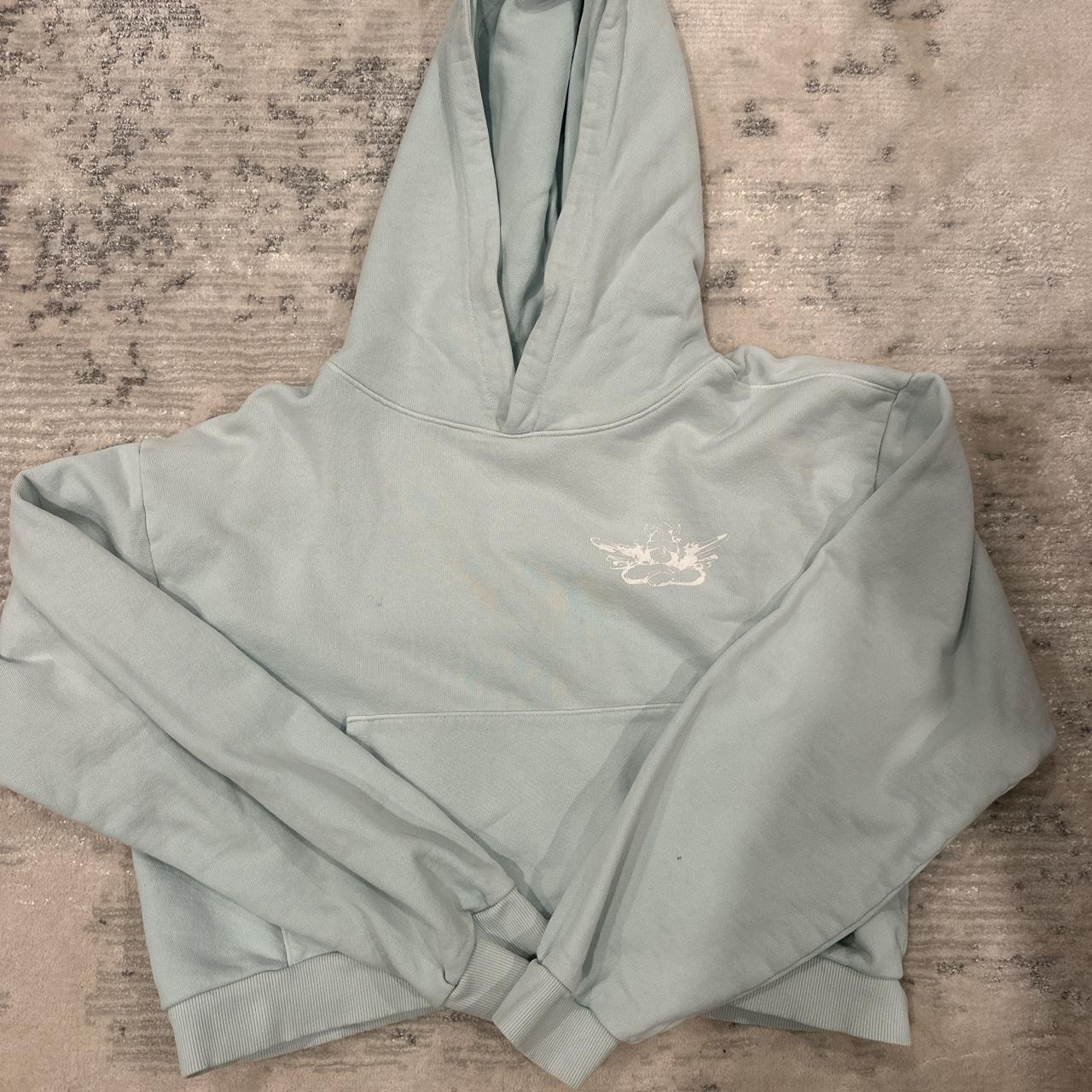 Boys lie Light blue/green cropped sweatshirt Size... Depop