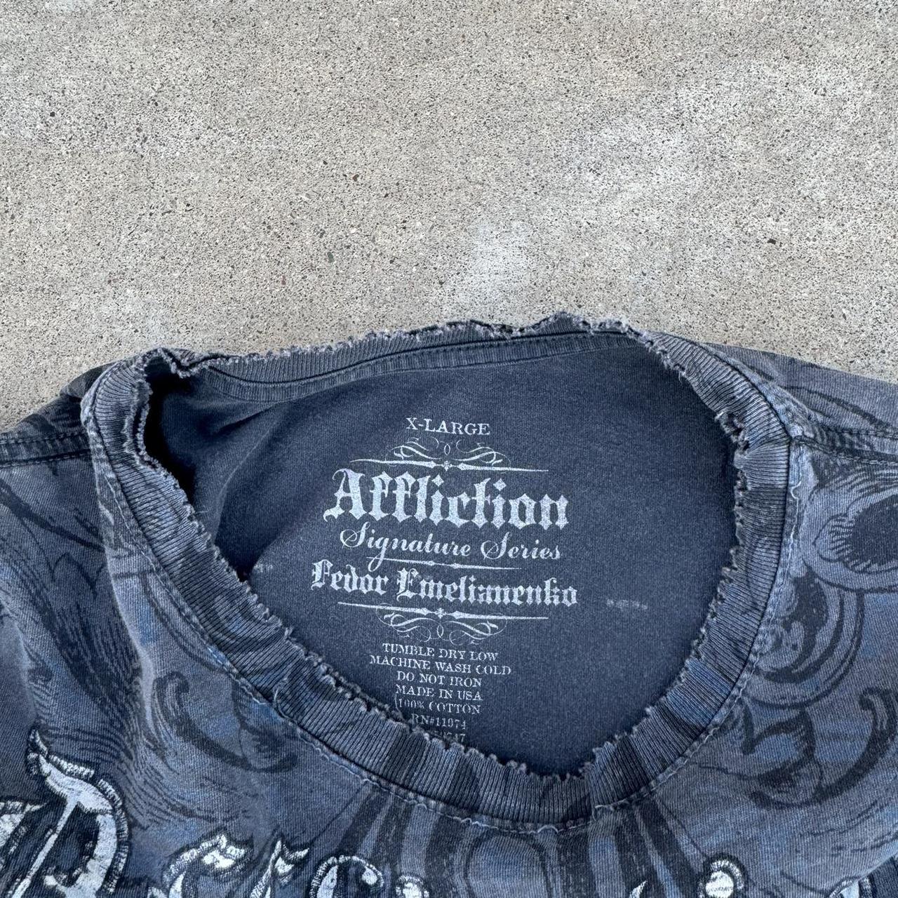 Y2K Skater Affliction AOP Grey Graphic Tee XL Baggy | Depop