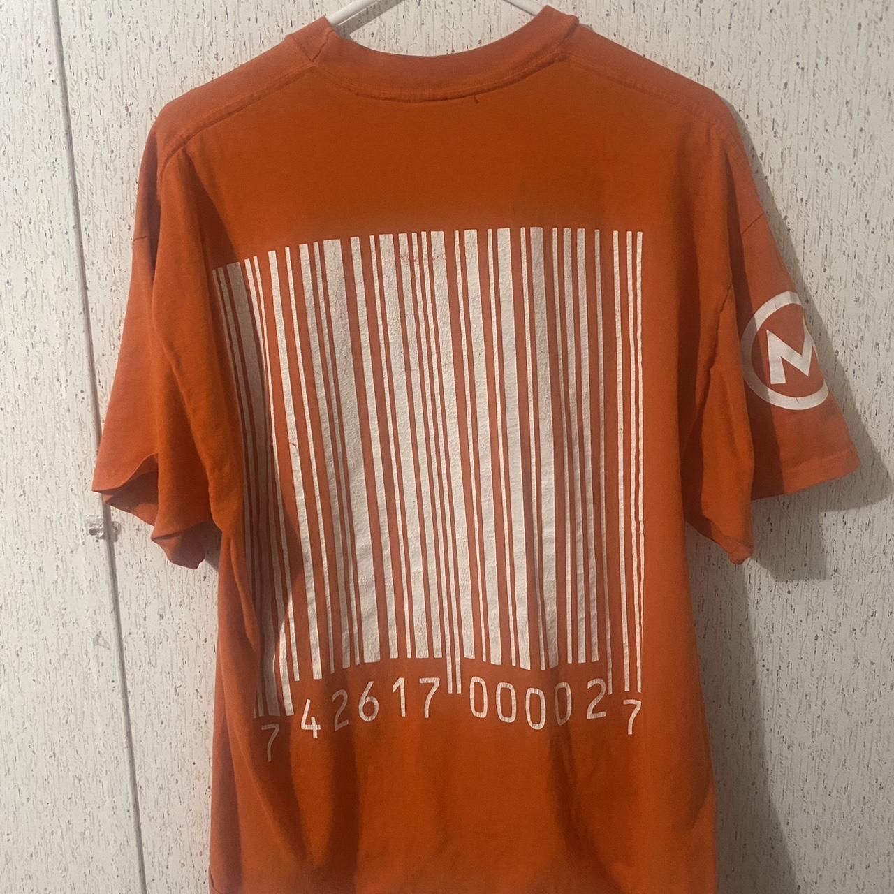 slipknot バンドT オレンジ XL 2001年 バーコード Vintage Slipknot Maggot Orange Barcode Band Tee | Depop