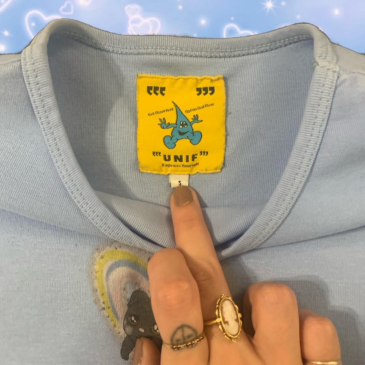 unif cosmic nightmare baby tee size small but could... - Depop