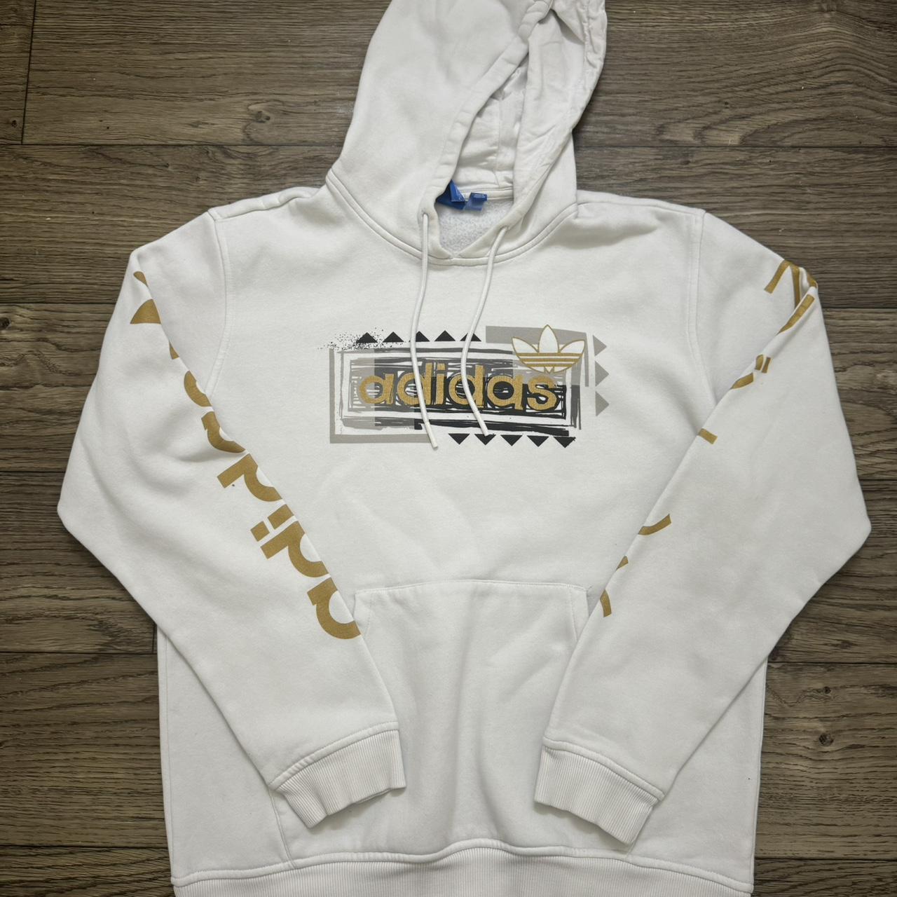 Adidas Originals white and gold hoodie Depop