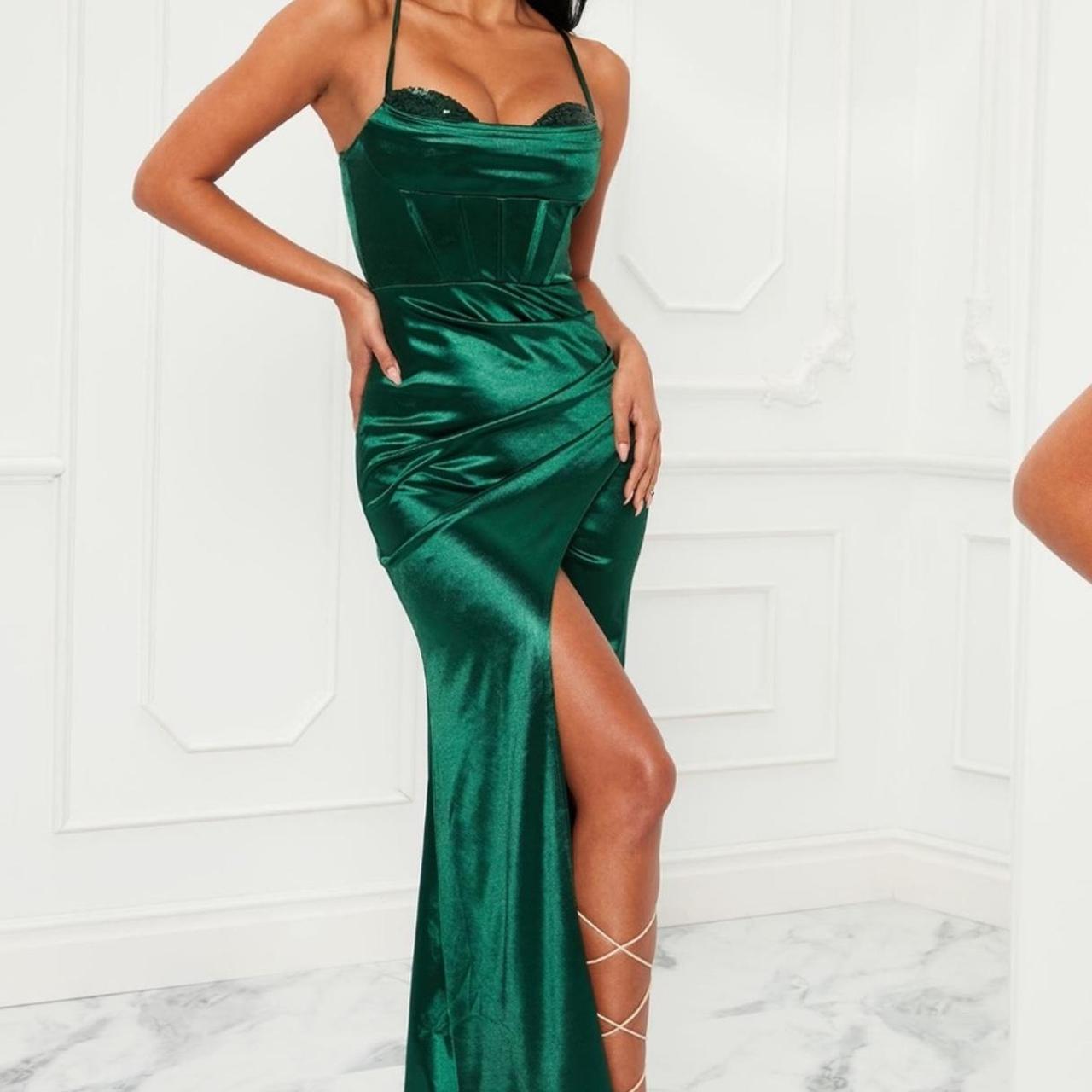 Fashion nova emerald green dress best sale