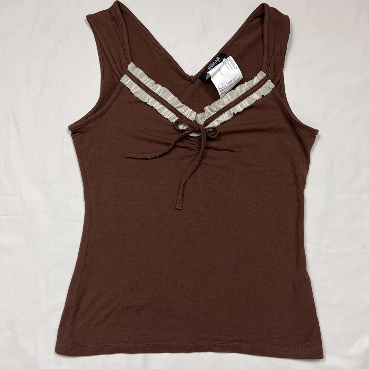 Morgan De Toi Women's Brown and Cream Vests-tanks-camis (2)