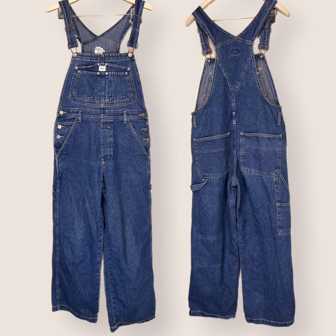 Calvin Klein Women's Blue and Navy Dungareesoveralls Depop