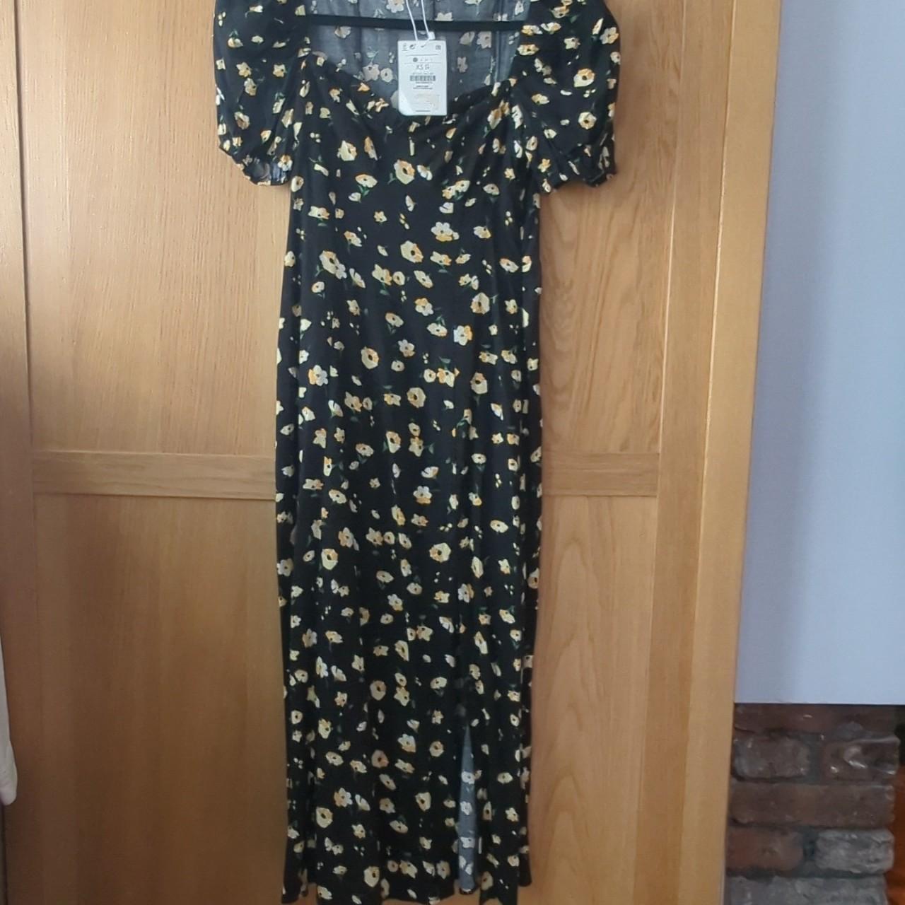 bershka black floral dress