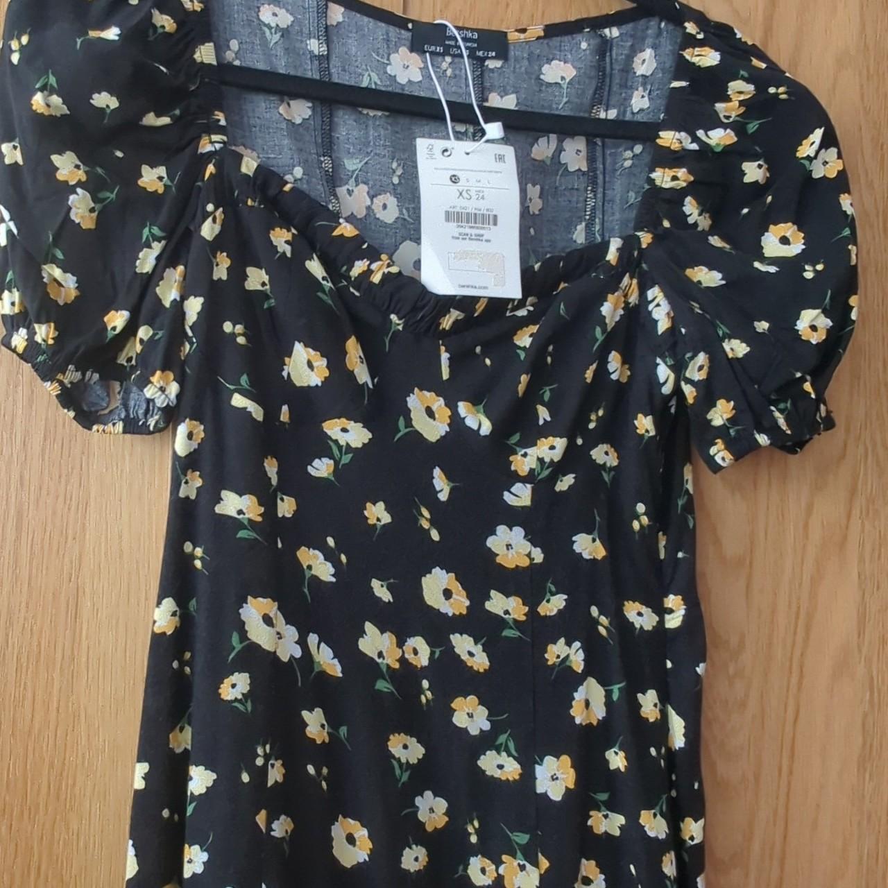 bershka black floral dress