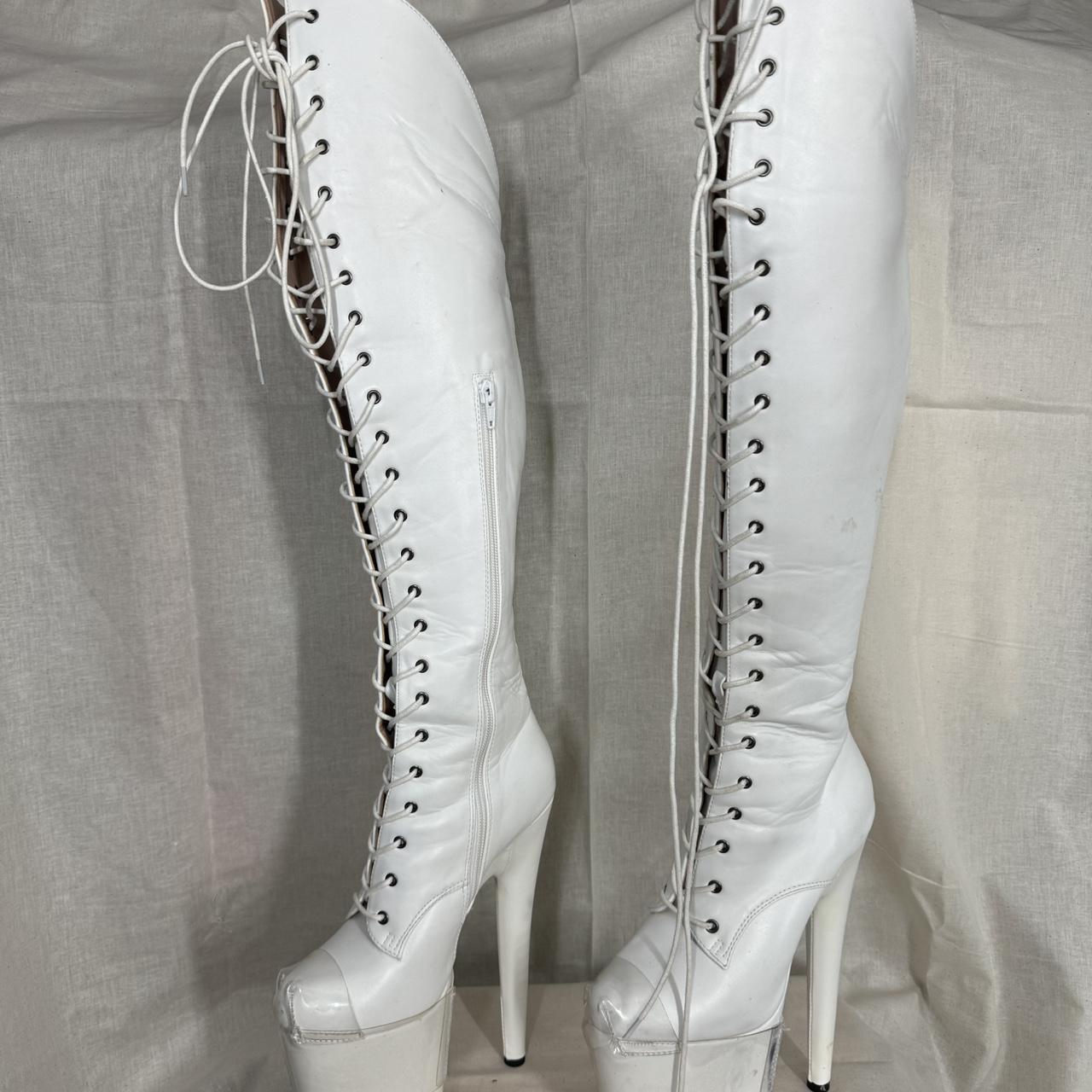 Pleaser lace up thigh high boots online