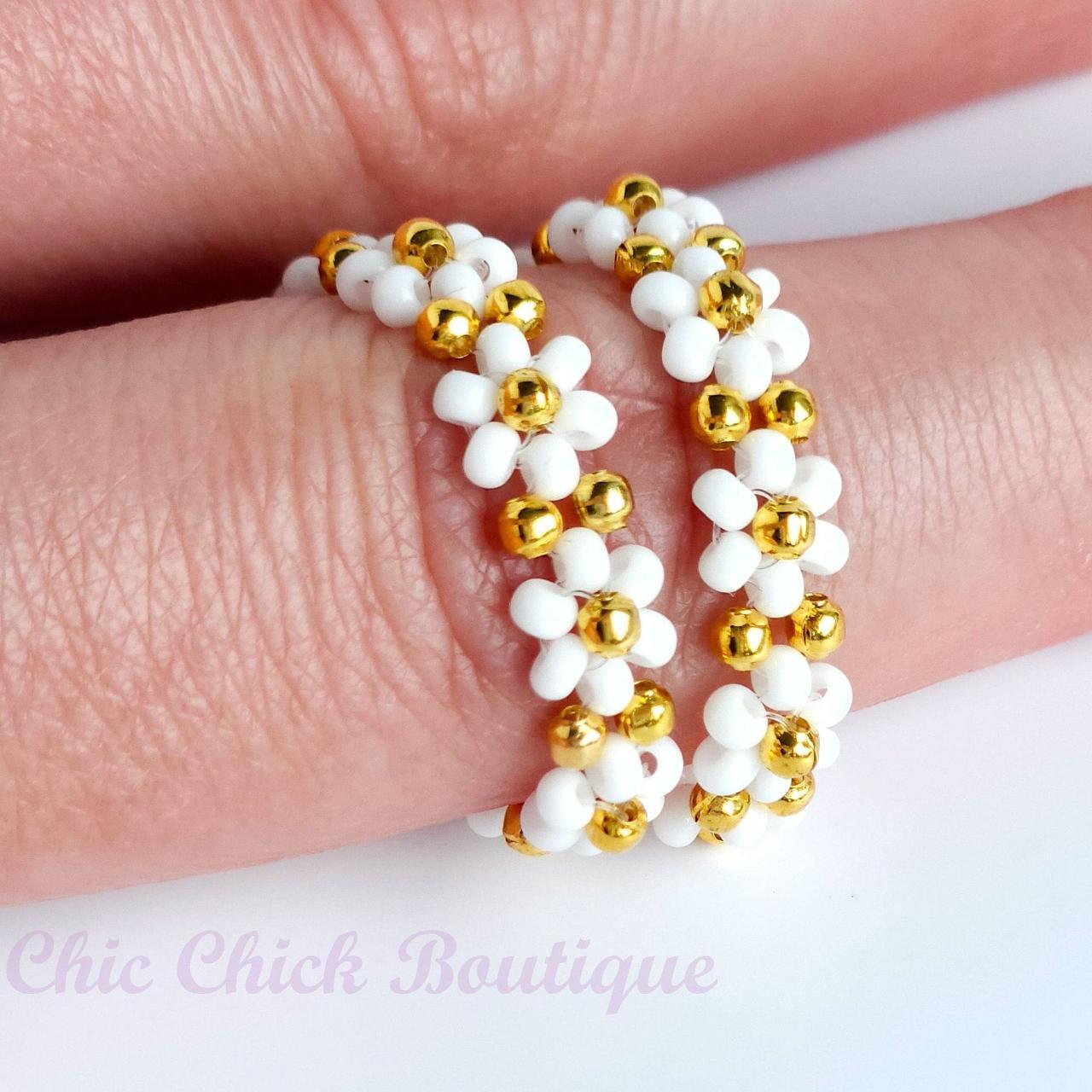 Bead Ring Wire Rings Tiktok Dainty Cherry Seed Bead Ring| Cute