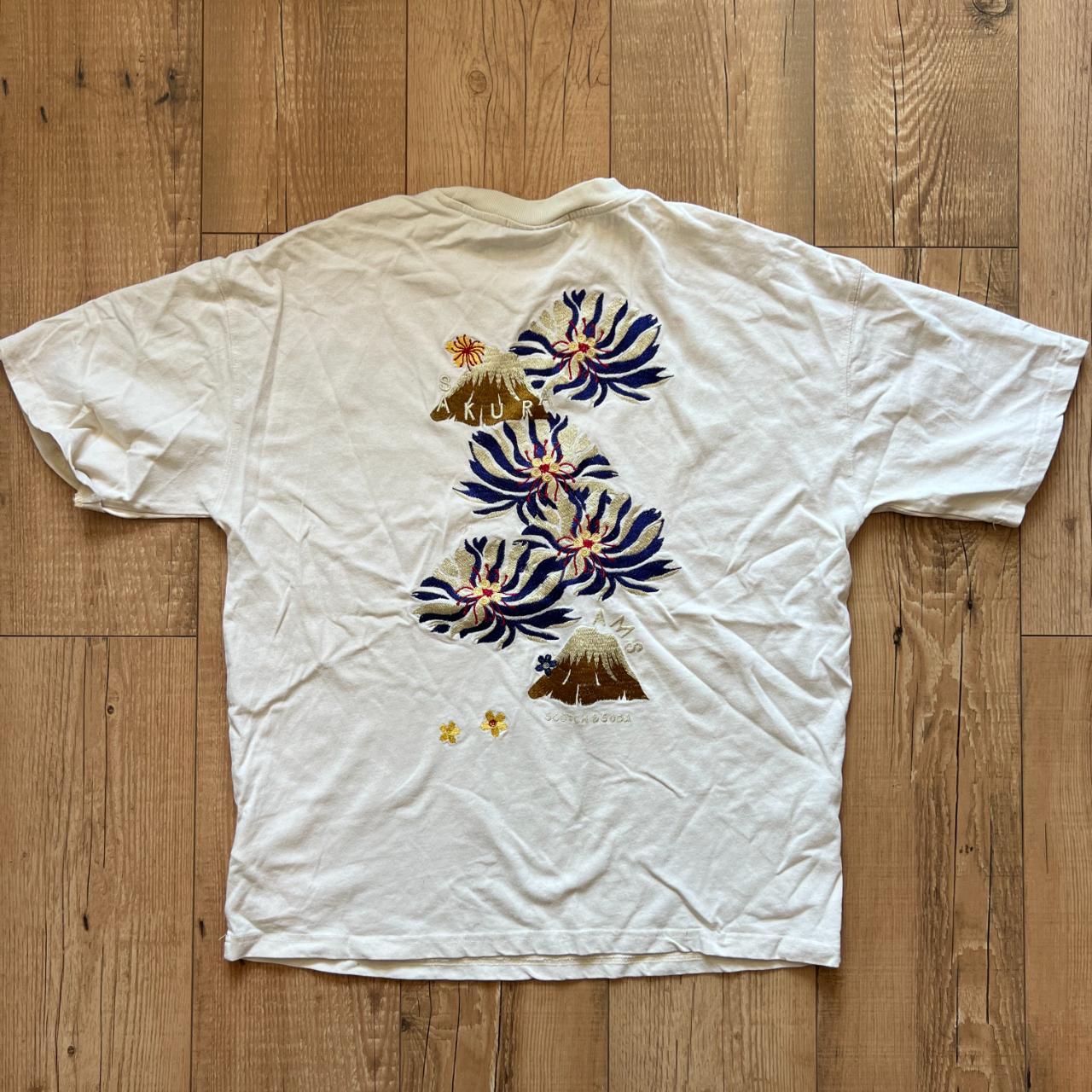 Scotch & Soda Sakura Artwork T-shirt, size L, worn | Depop