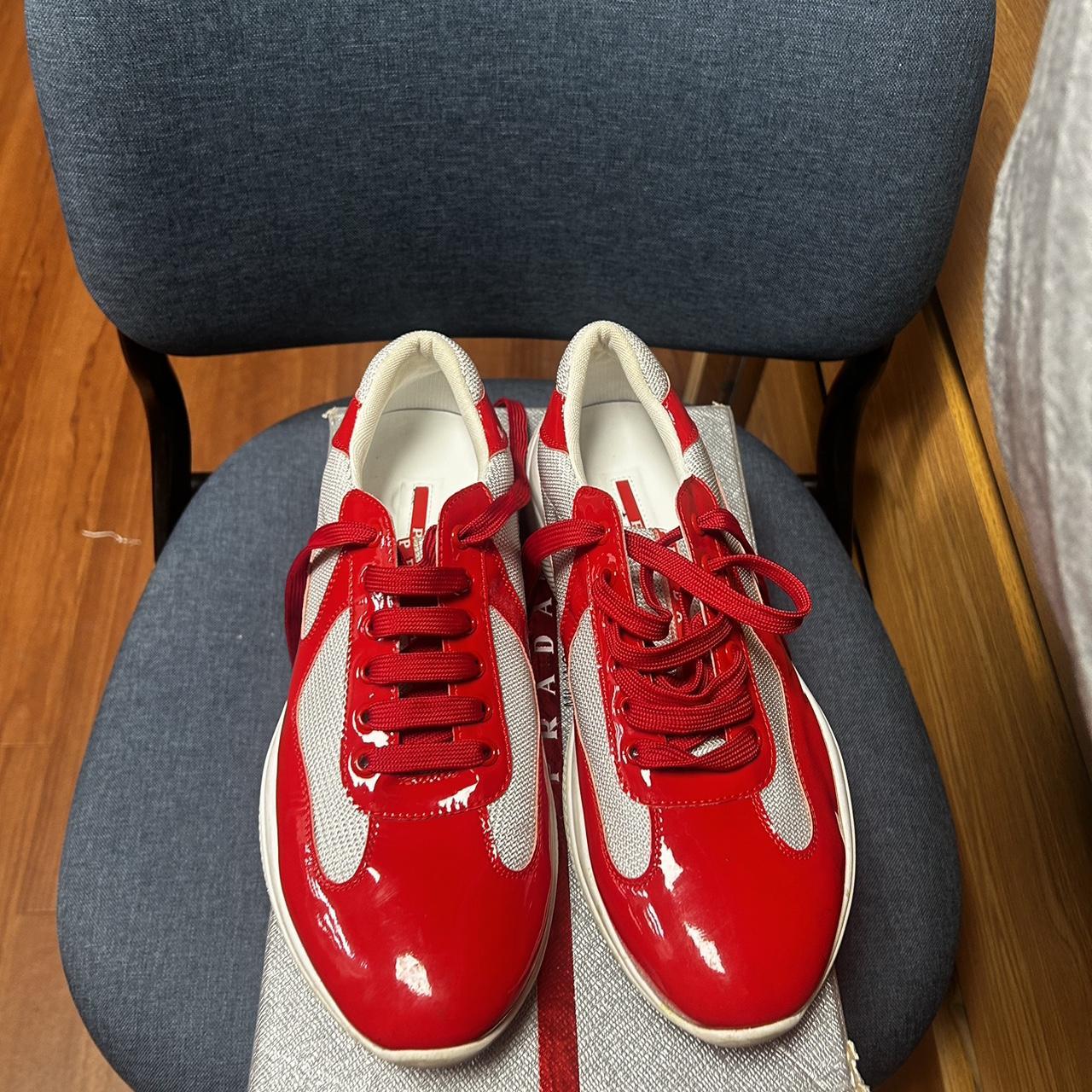 Prada trainers red hotsell