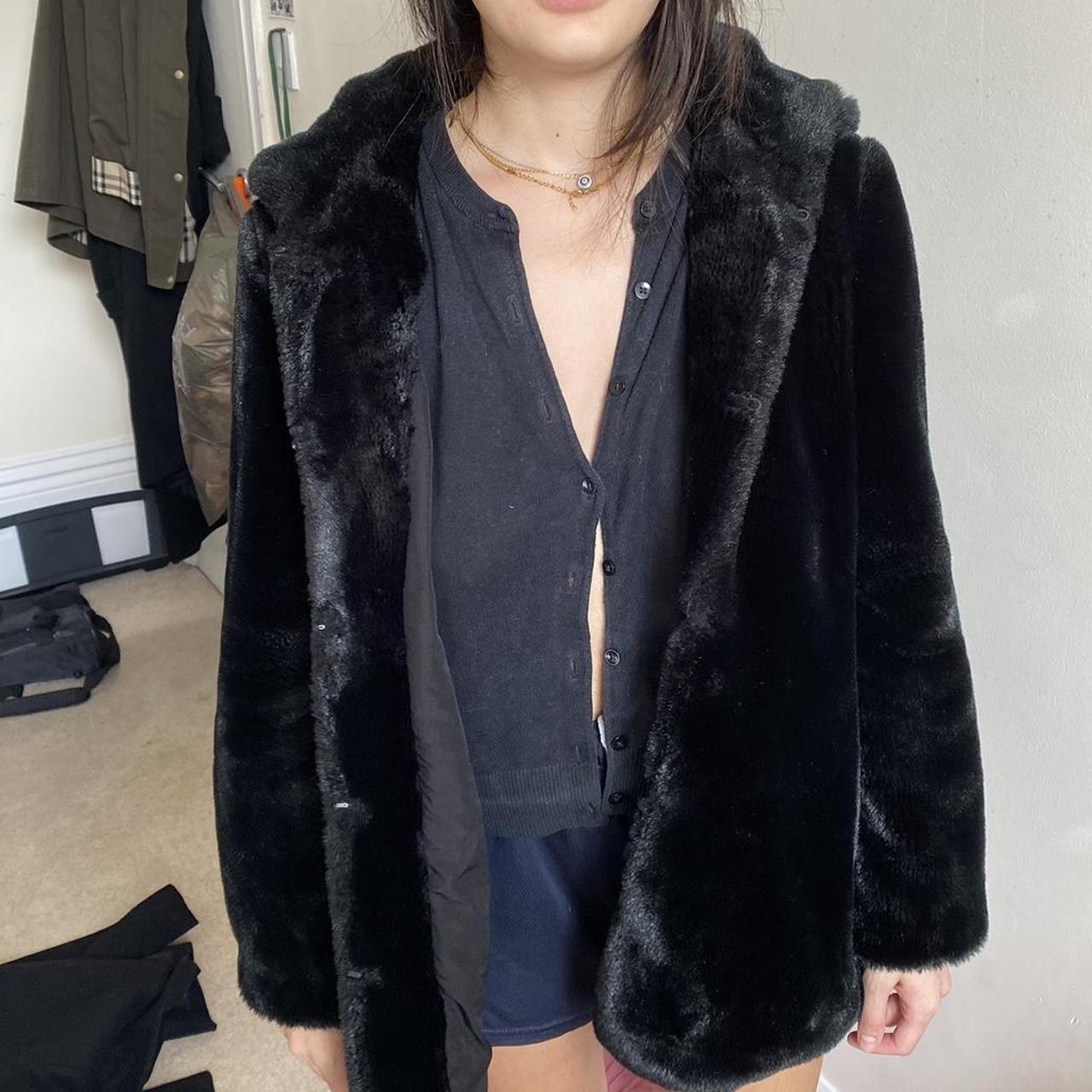 Zara medium size fur jacket with hood Depop
