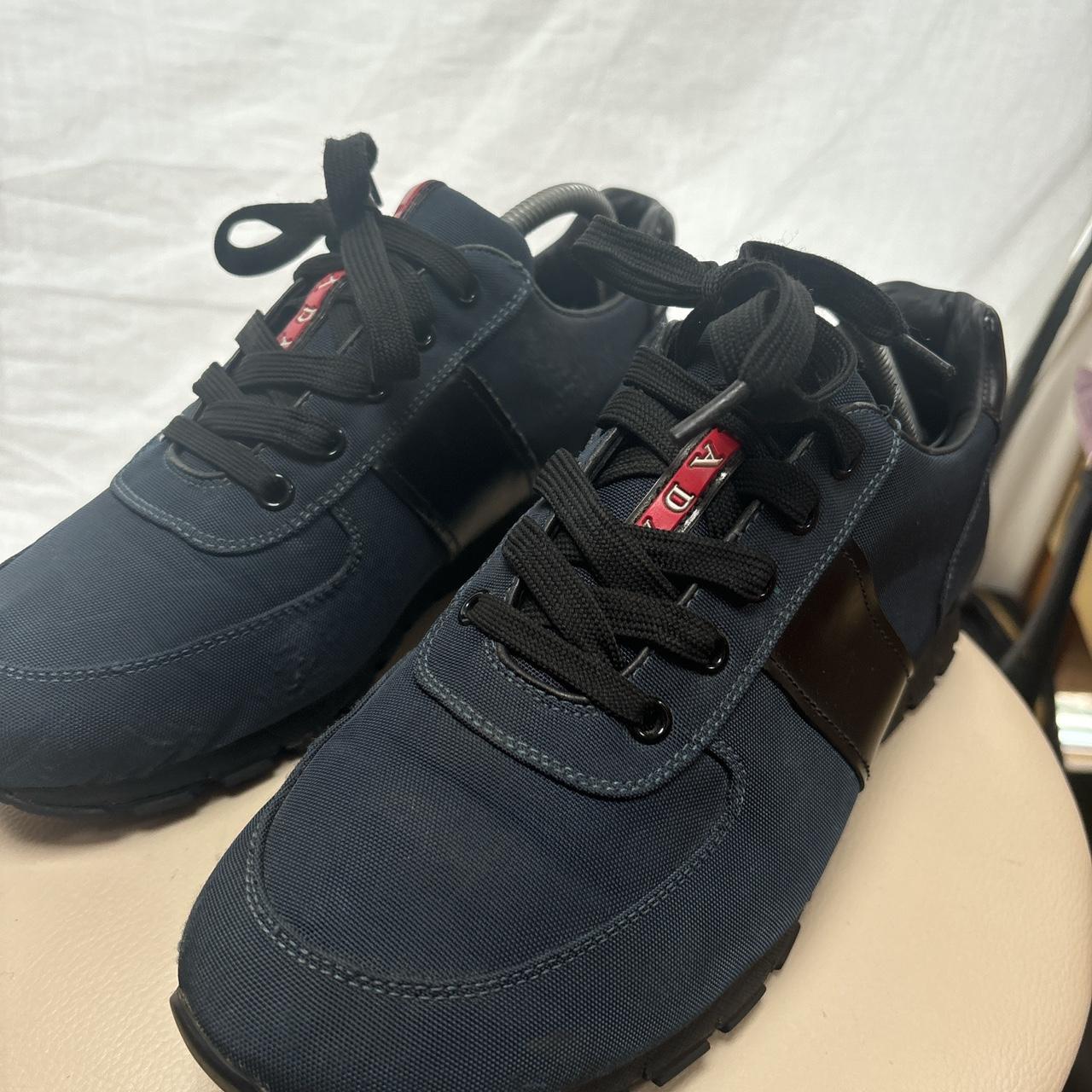 Navy blue prada trainers best sale