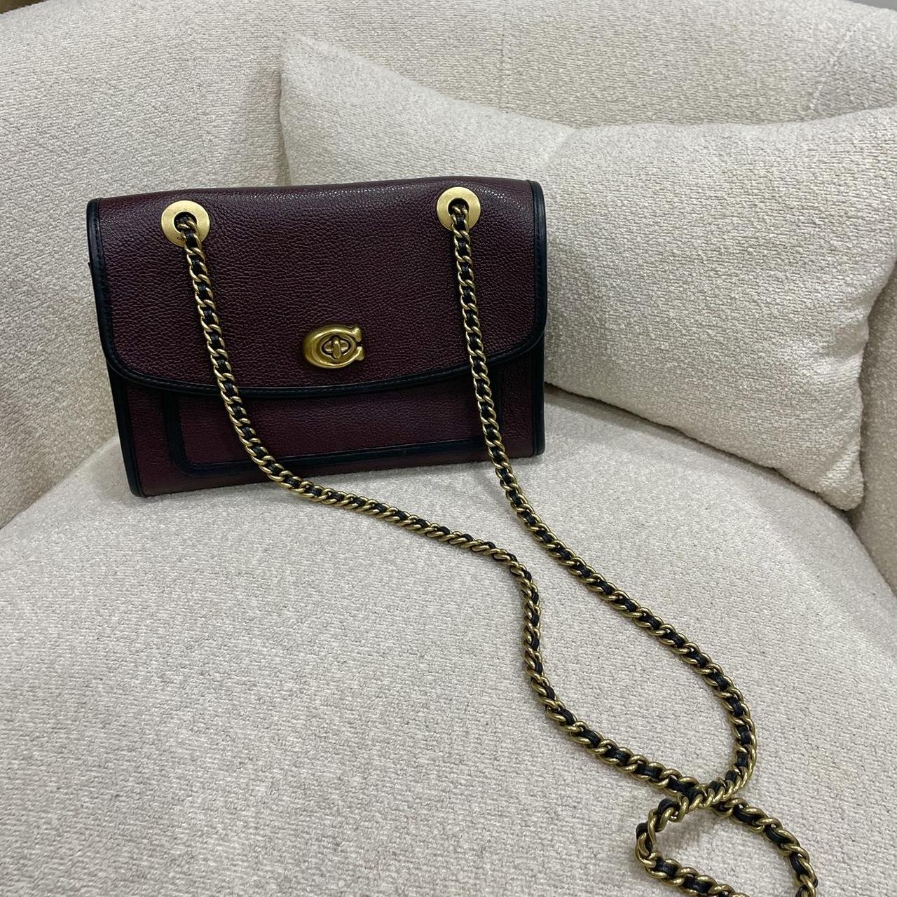 Coach 75575 Parker Shoulder Bag Oxblood/Brass Depop