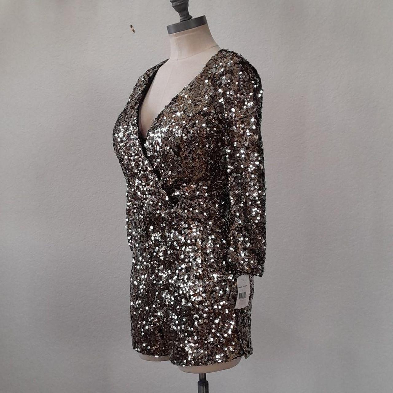 New With Tag Midnight Doll Gold Sequined Romper... - Depop