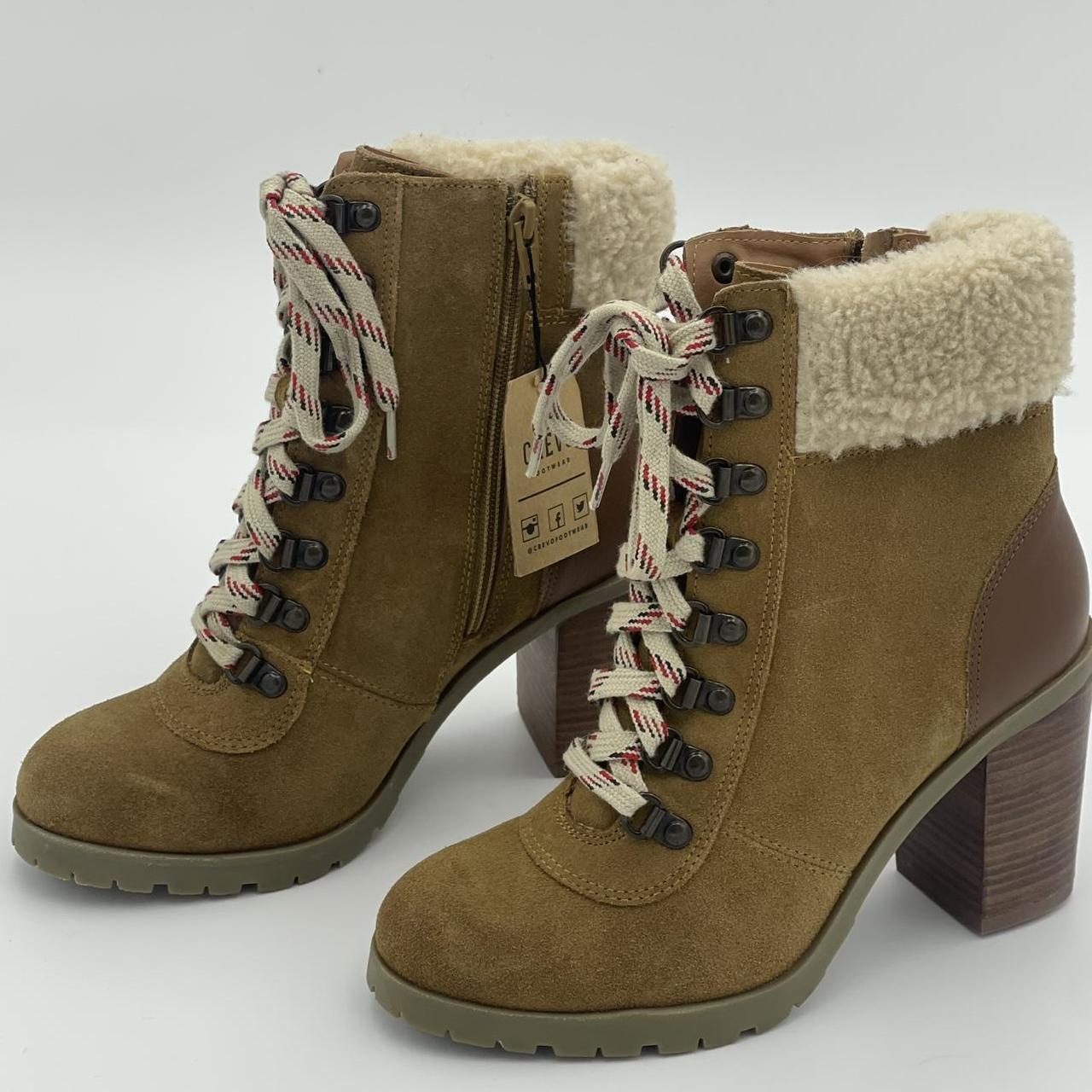 CREVO Joan Leather SUEDE TAN Ankle Boot Sherpa Depop