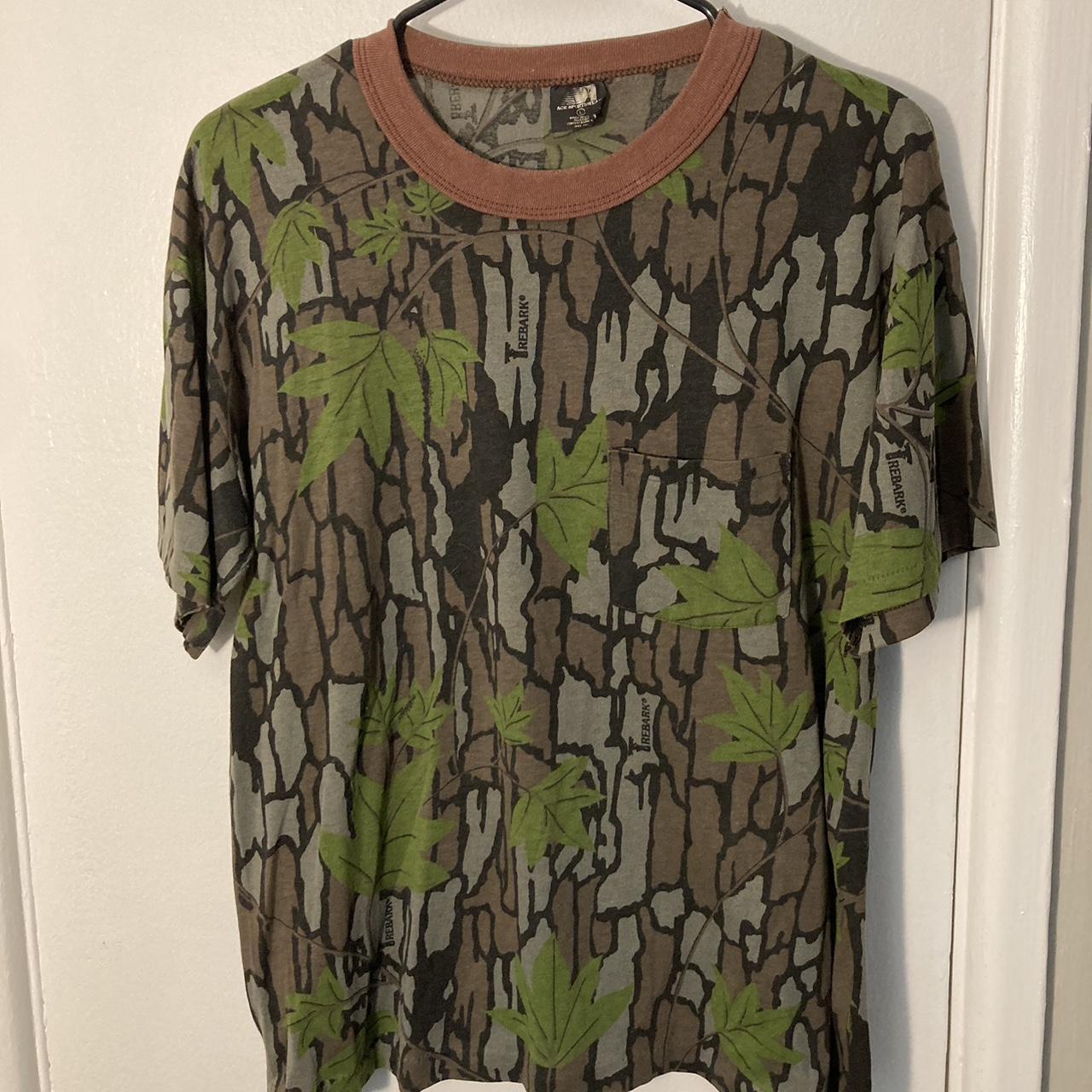 Vintage Vtg 70s 80s trebark camo brown green single | Depop