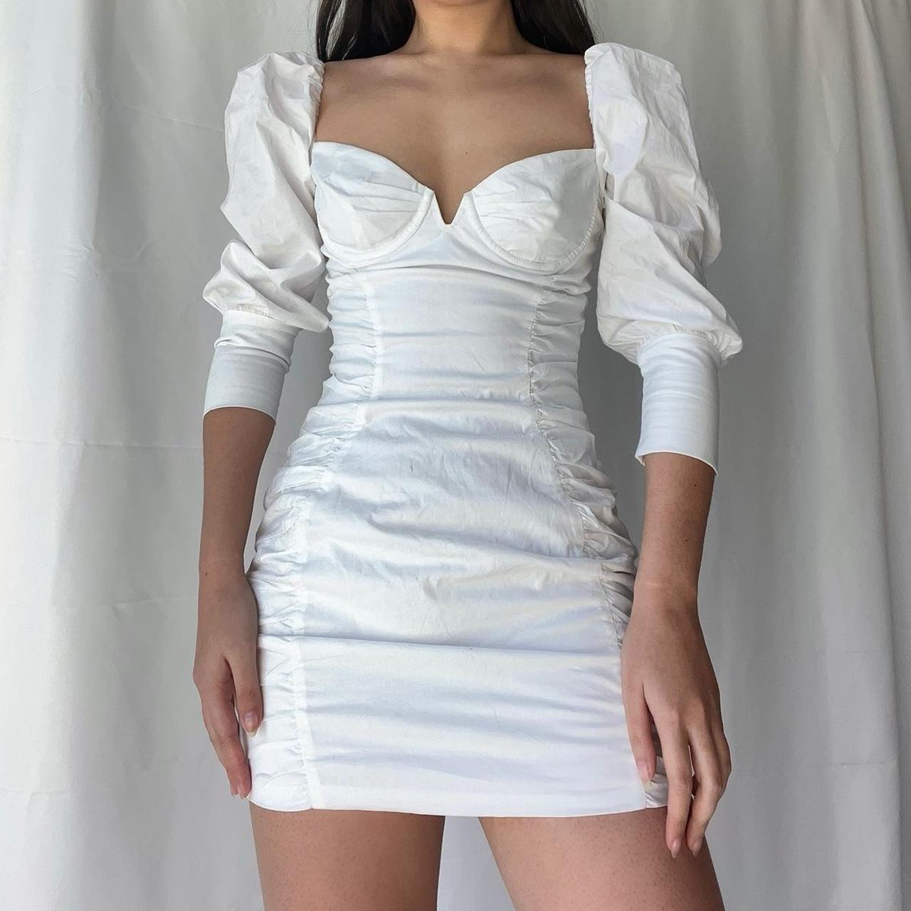 Oh Polly white puff sleeve bodycon Depop