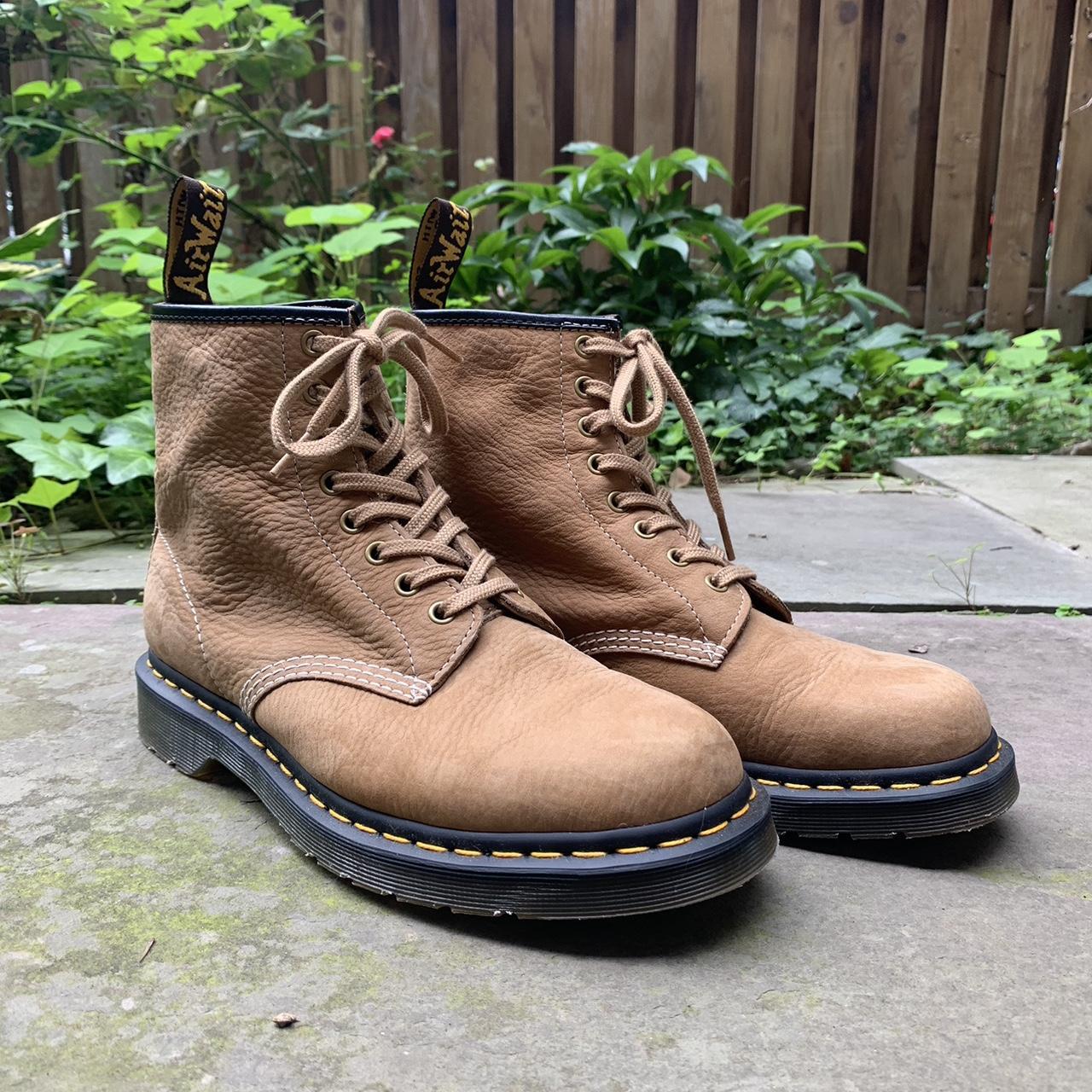 dr. martens 1460 nubuck boots in savannah tan US. Depop