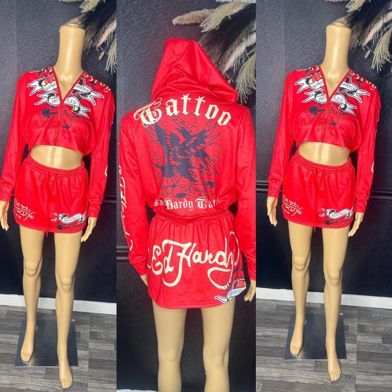 絶対的な信頼 and Red Hardy Ed black Depop | and hoodie with set two-piece ジャケット・ブルゾン