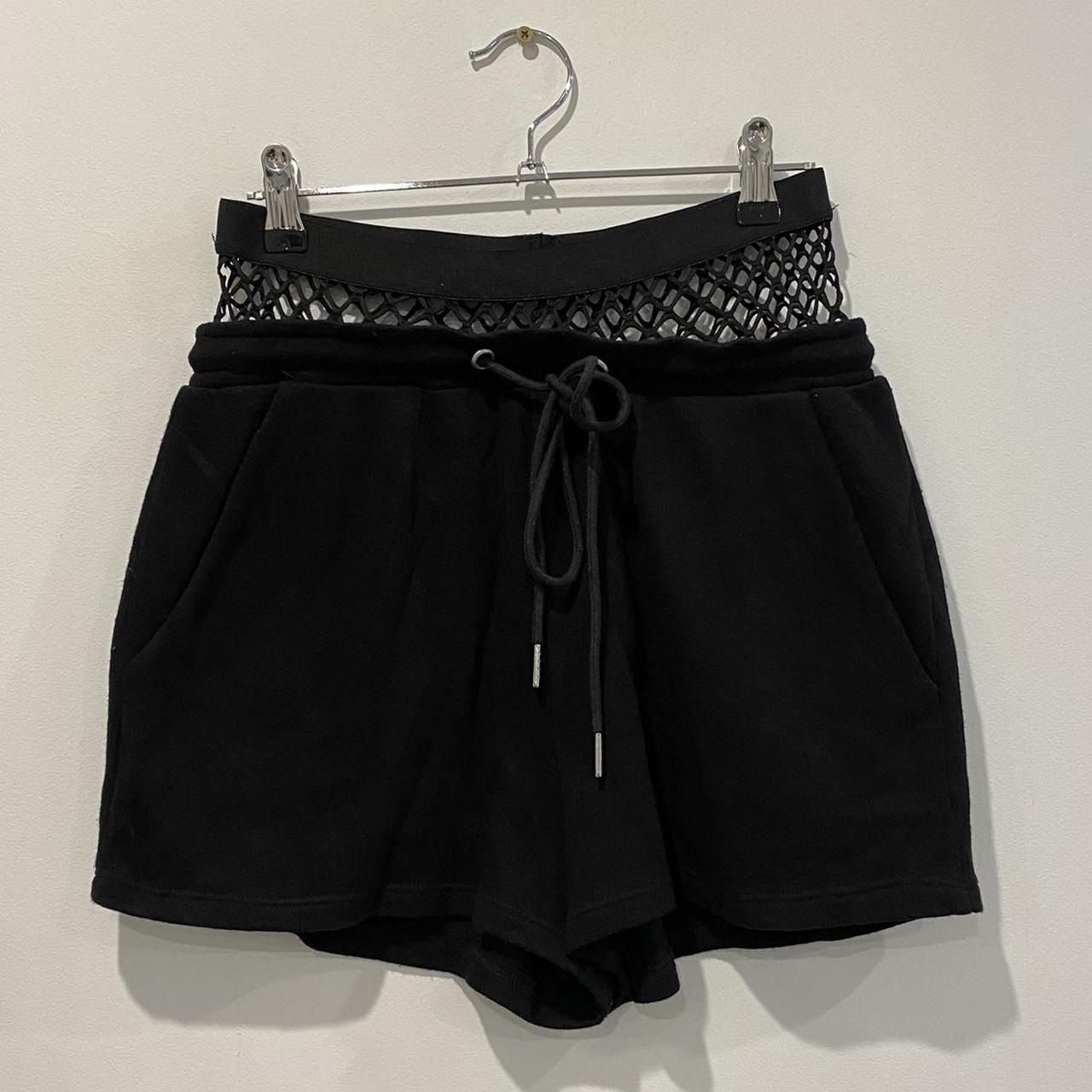 Black fishnet high waisted shorts - Depop