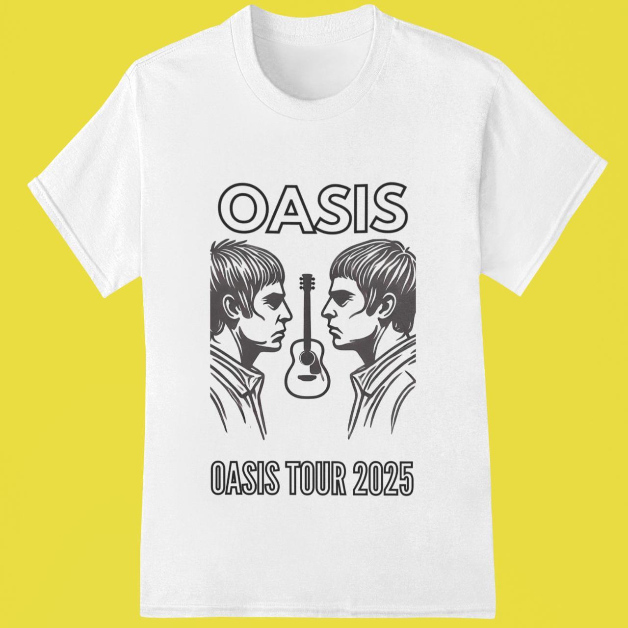 新品XXL！OASIS 2025 LIVE TOUR オフィシャルTシャツ白 OASIS Live 25 Tour 2025 T-shirt O-Neck Short Sleeve Shirts