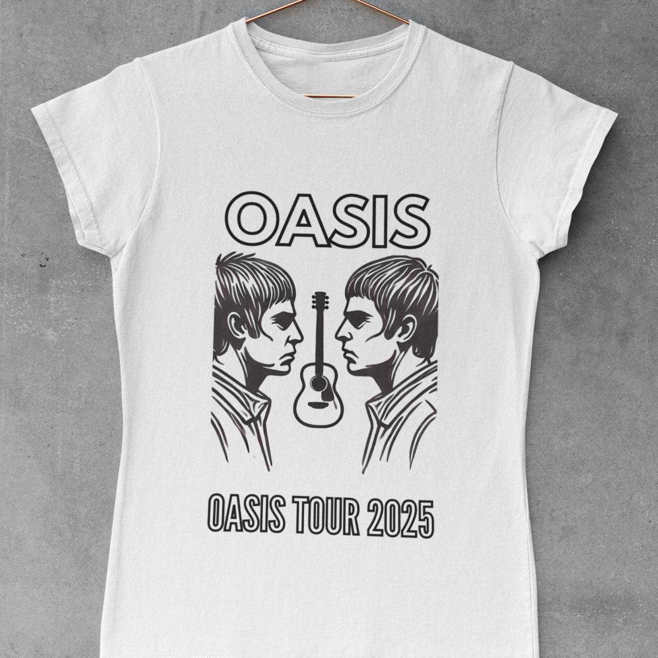 新品XXL！OASIS 2025 LIVE TOUR オフィシャルTシャツ白 OASIS Live 25 Tour 2025 Men's Women T-shirt O-Neck Short