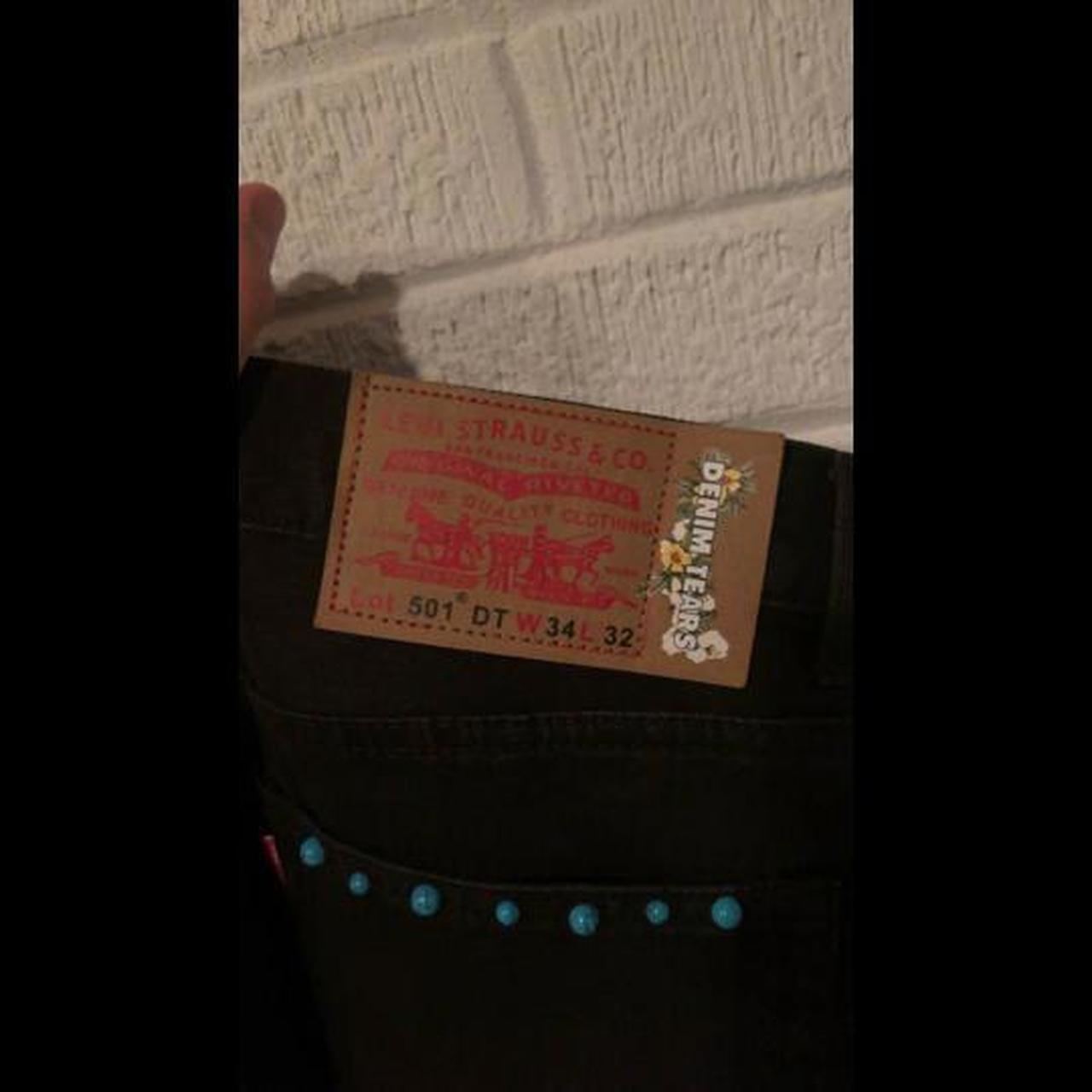 Black Studded Denim Tear Jeans 34 waist 32 | Depop