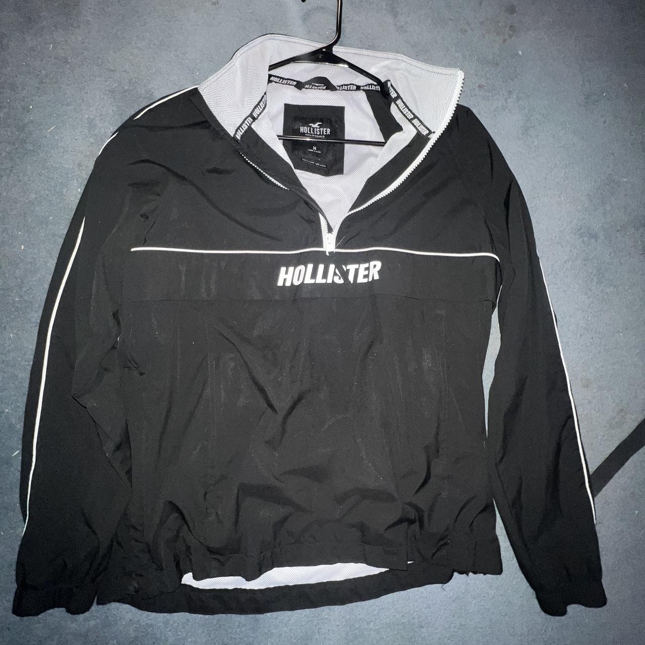 Hollister black and white windbreaker quarter zip. Depop