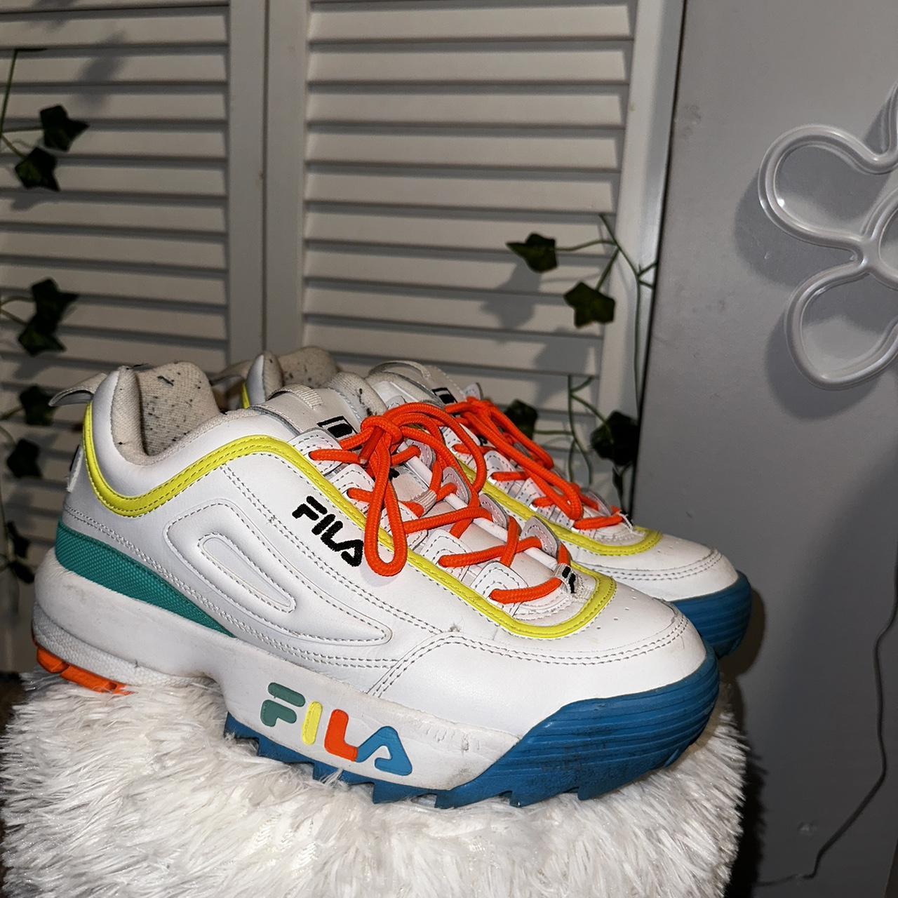 Fila Disruptor II white and blue trainers fila Depop