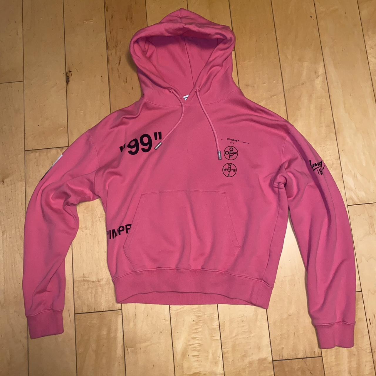 Off White X Ssense Pink Impressionism Hoodie Depop