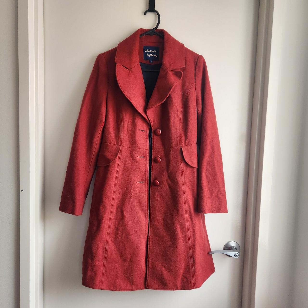 Size Princess Highway Eliza Coat in Rust Depop