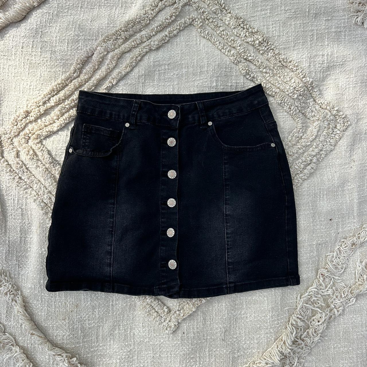 Black button down jean skirt hotsell