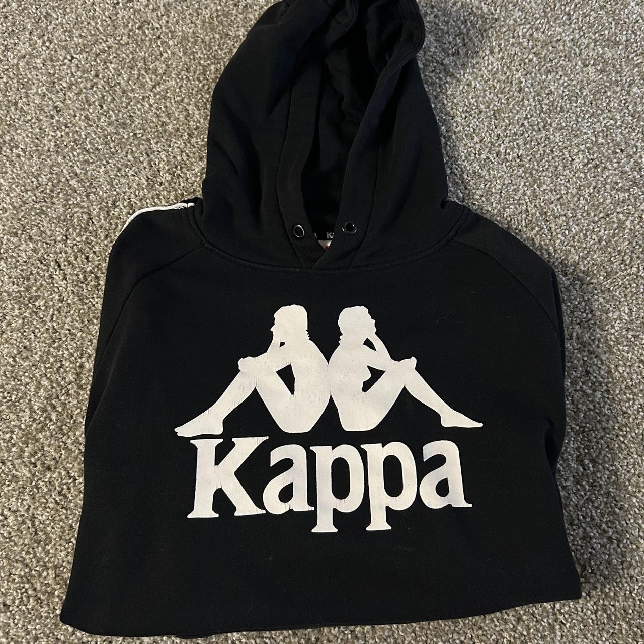 Black and White Kappa Hoodie Hoodie Kappa Black. Depop