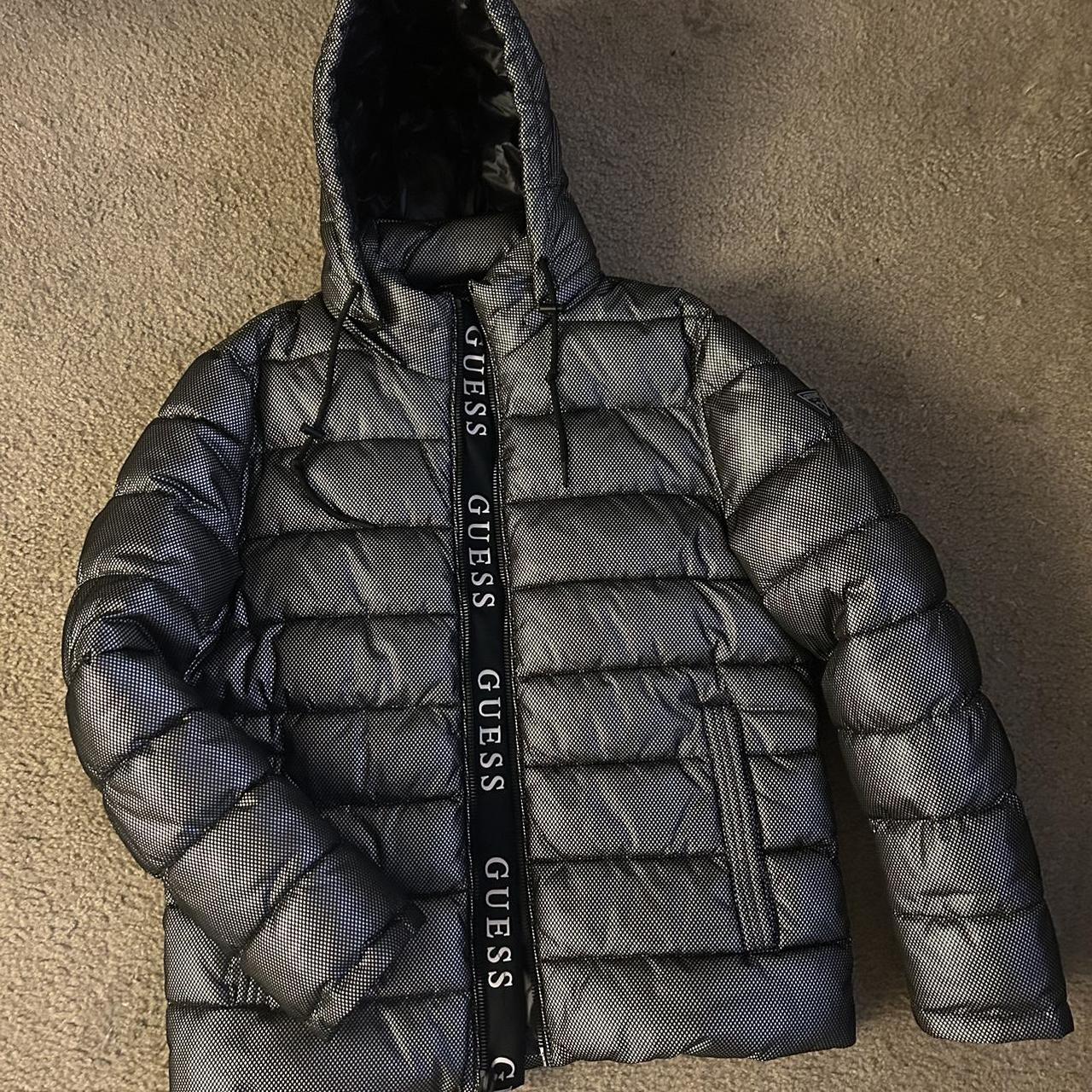 Medium Gray Guess Puffer Reflective Only worn once... - Depop