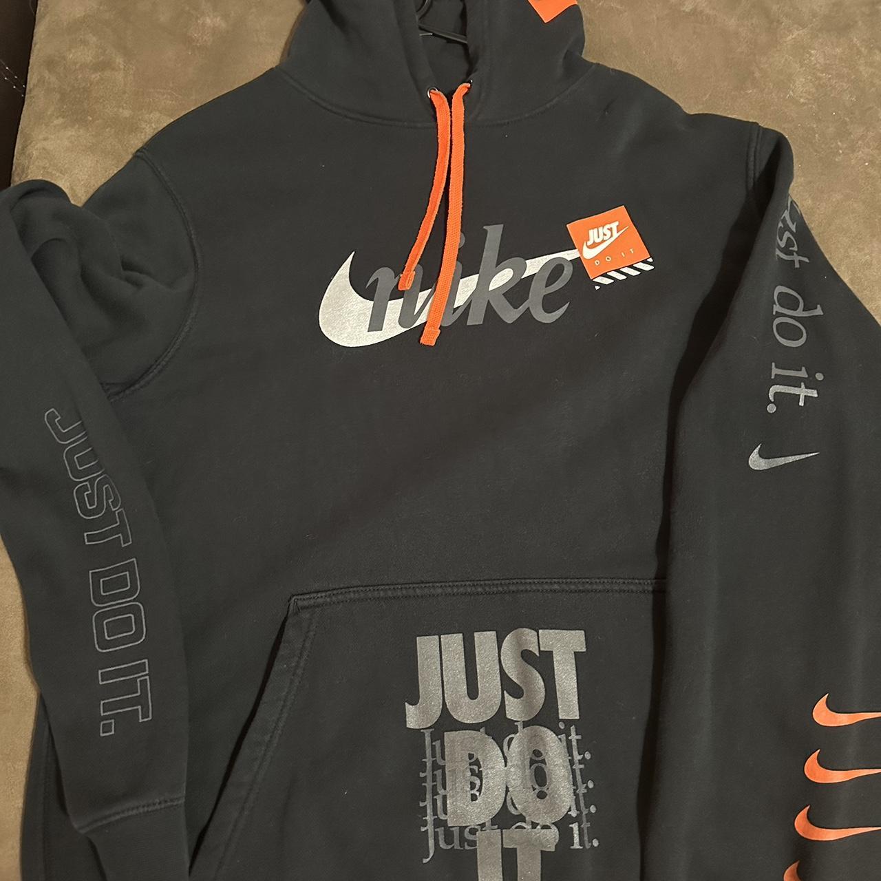 nike just do it hoodie black and orange