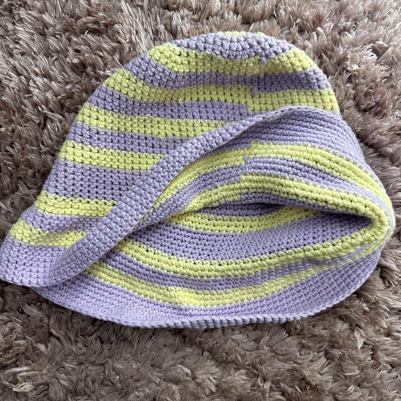 ASOS Crochet Knit Bucket Hat in Purple