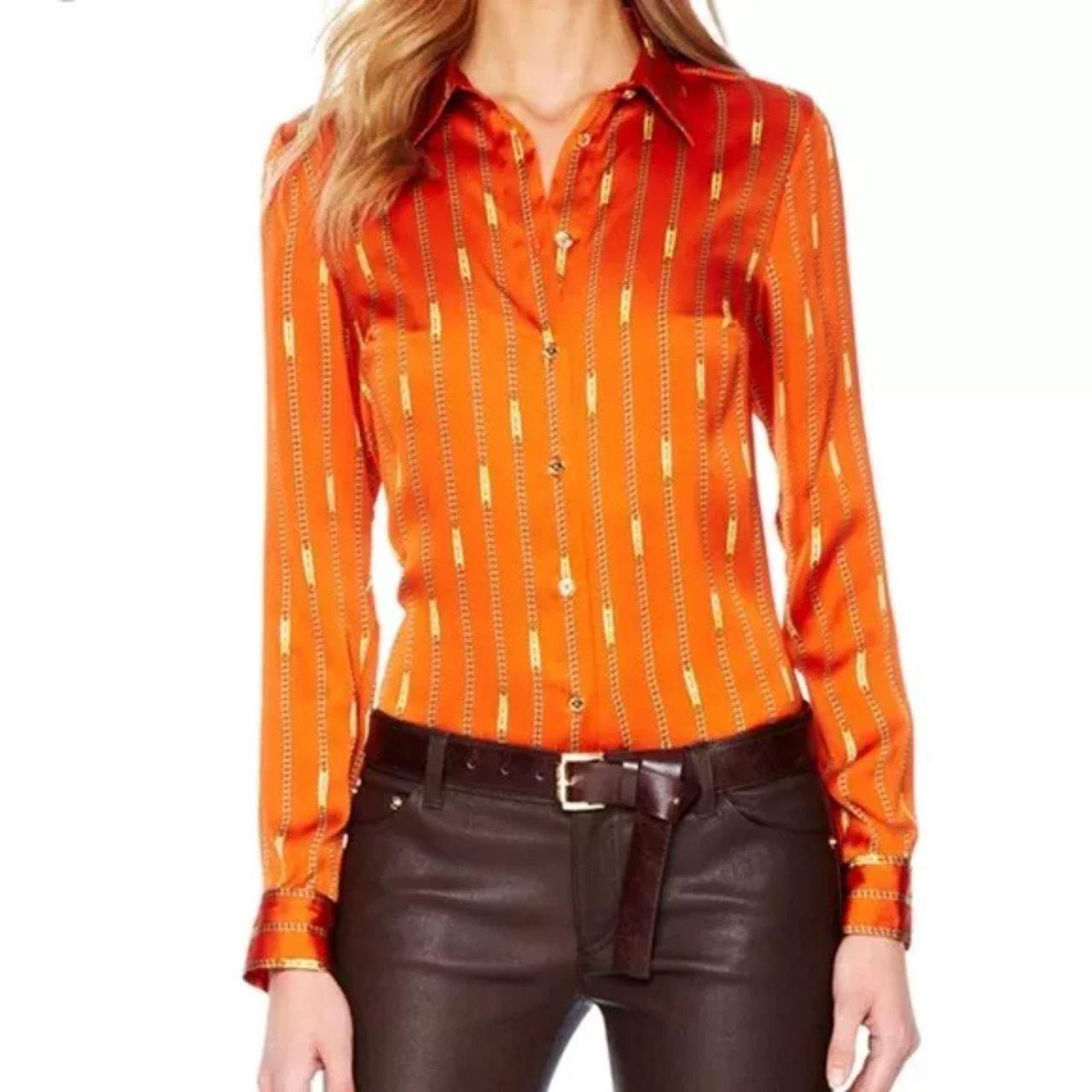 Michael Kors Orange Button Up Top Blouse with