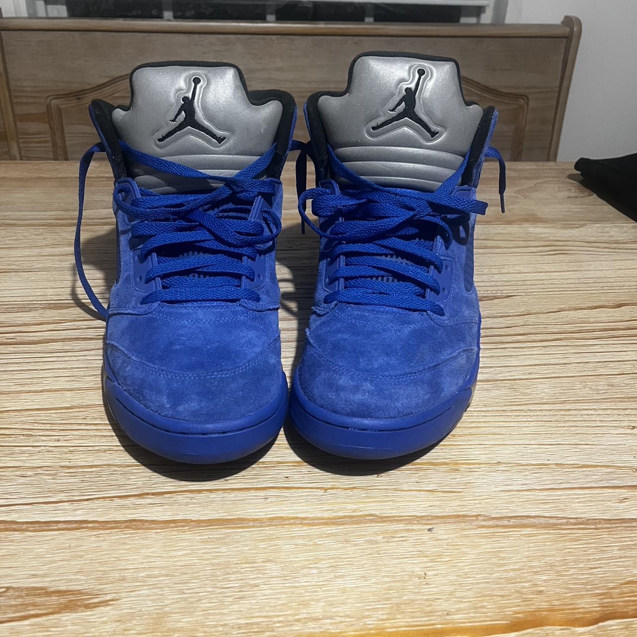 Blue suede jordan 5s No box selling low price get... Depop