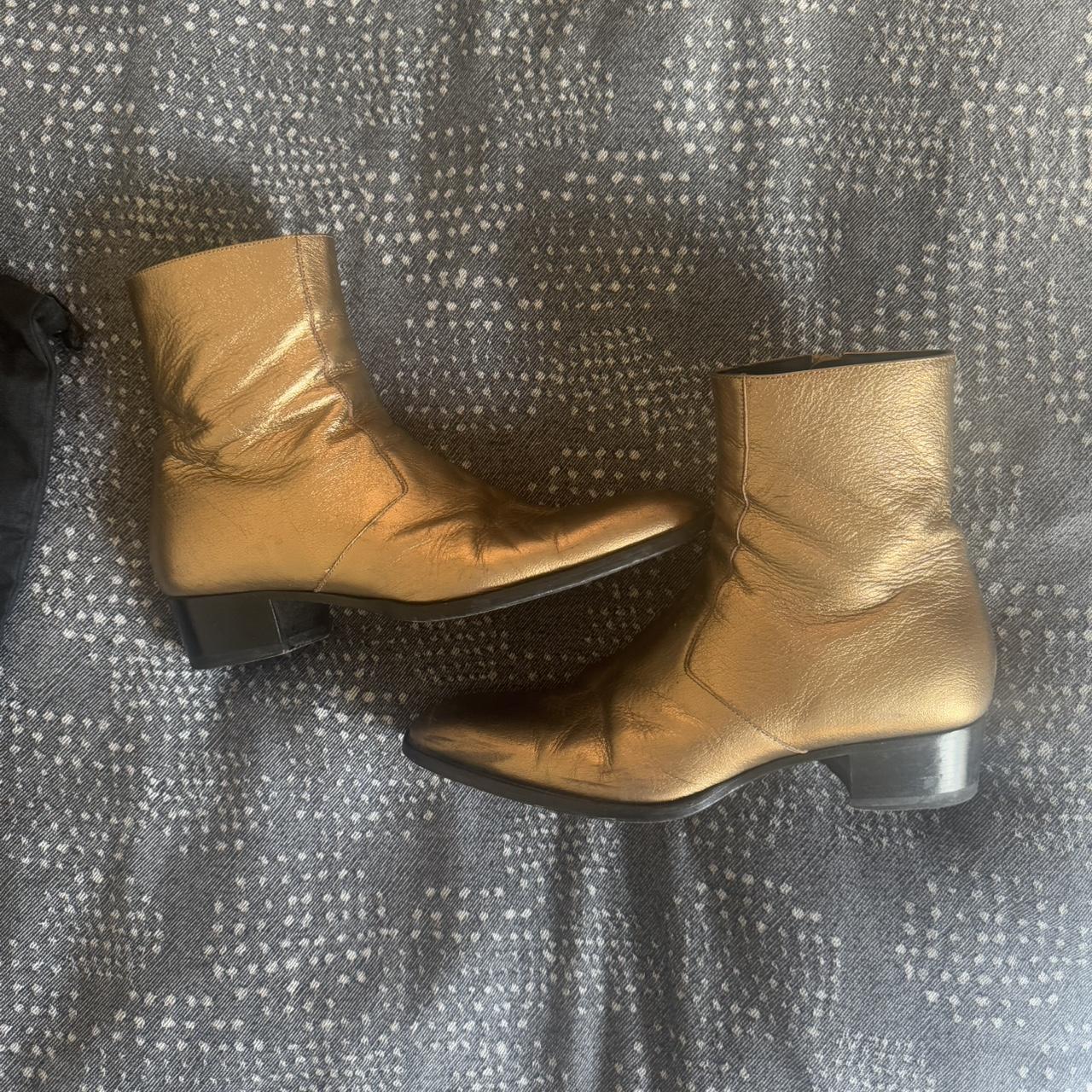 saint laurent paris gold boots