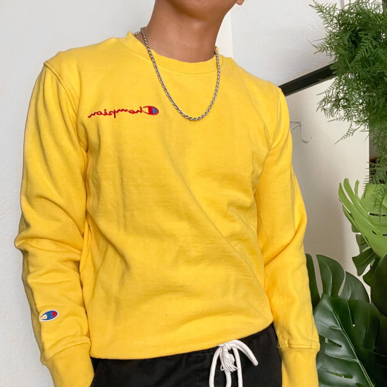 Yellow Champion Sweater No Size tag but feels like