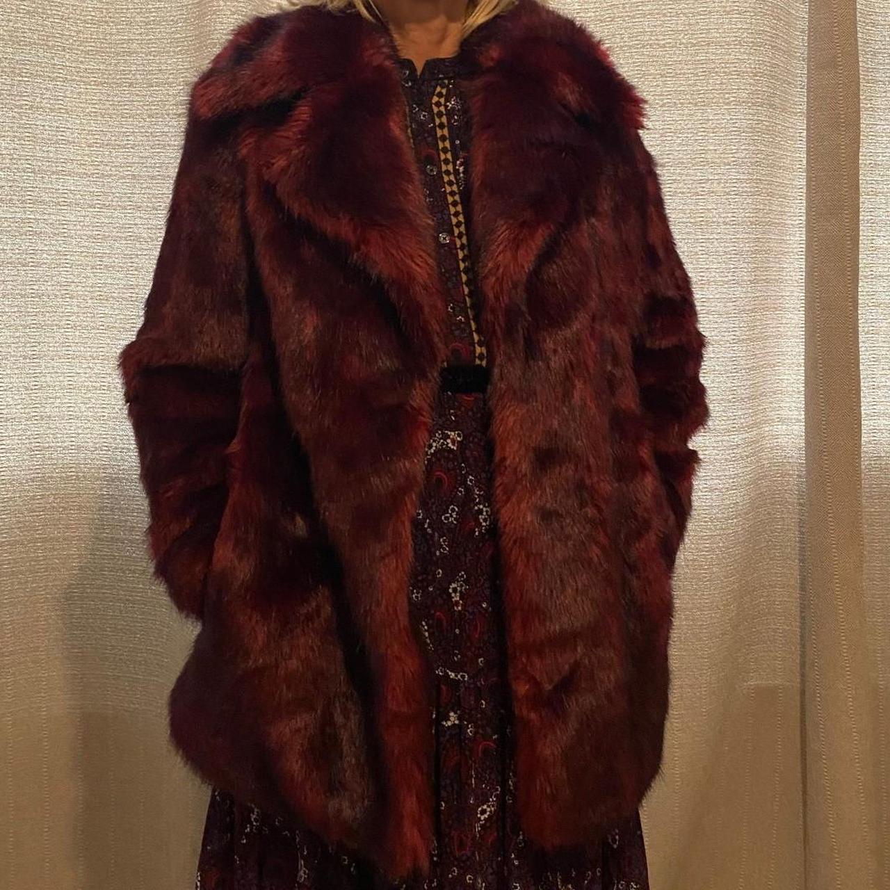 Michael kors red fur coat best sale