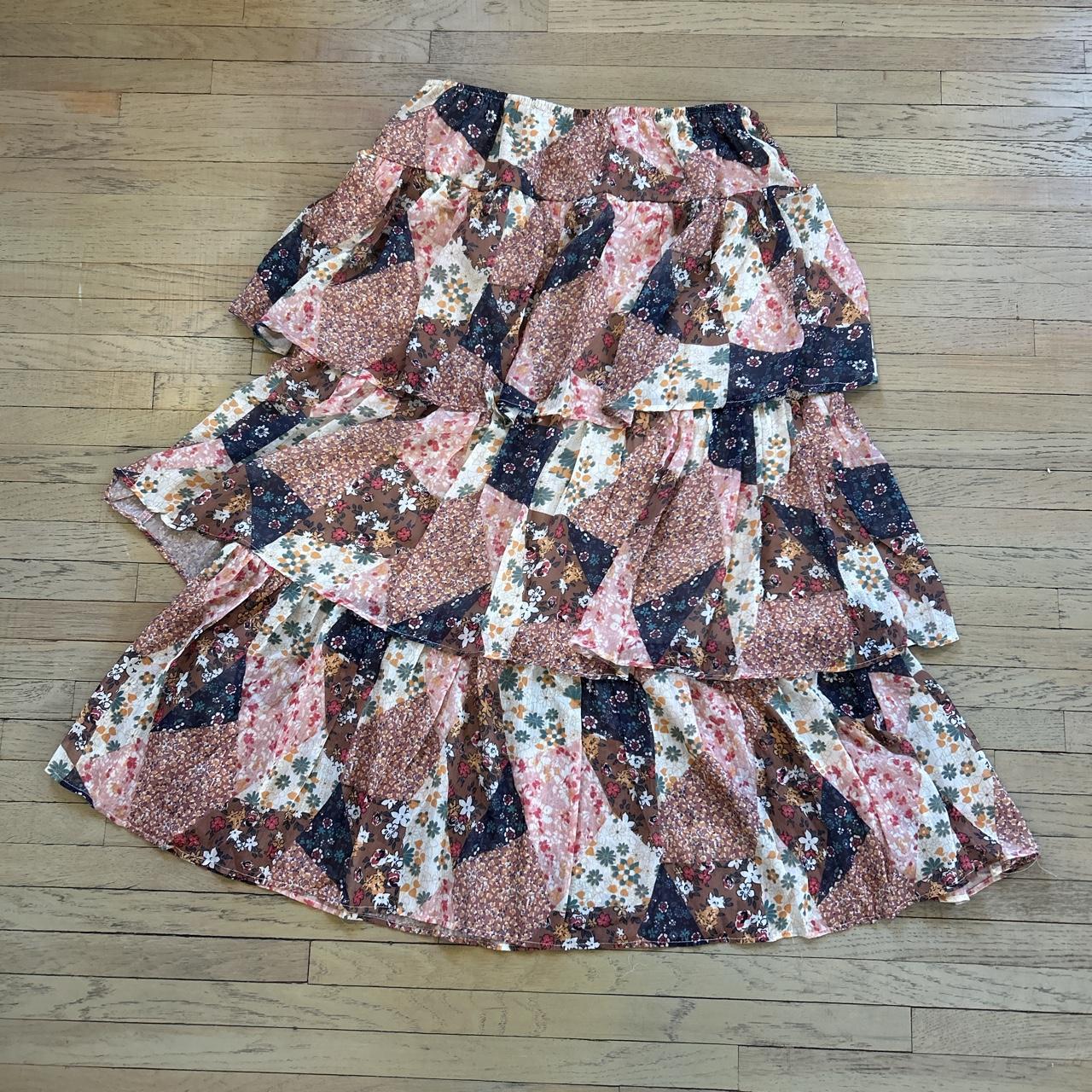 tiered patchwork maxi dress