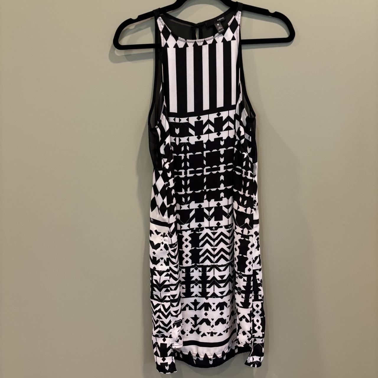 Aqua black and white dress best sale