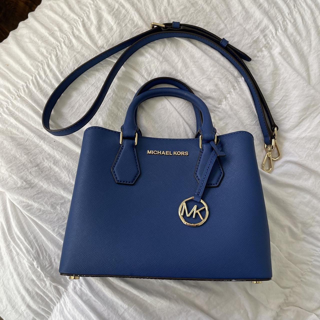 Michael Kors electric blue Camille small pebbled