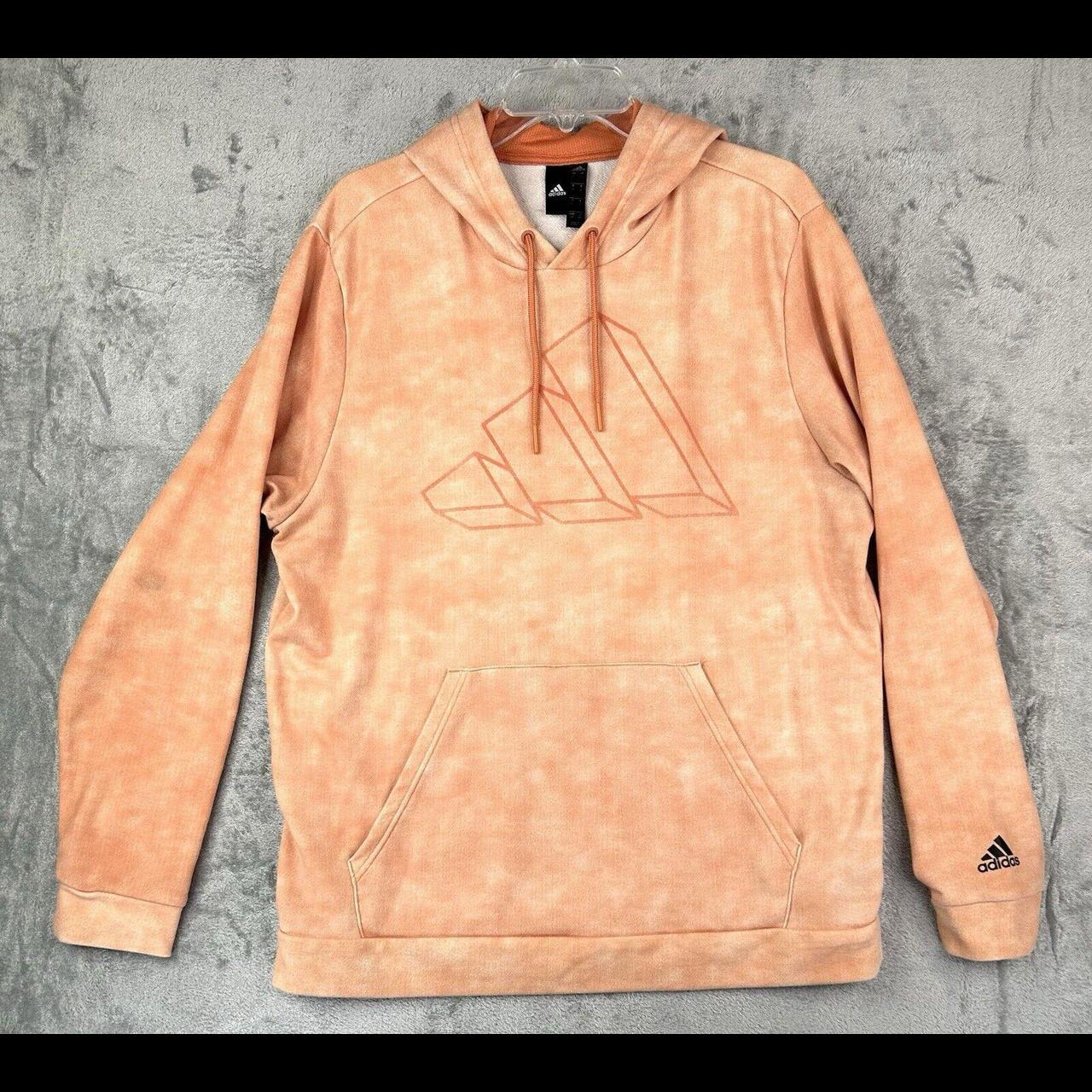 Adidas Womens L Athletic Hoodie Sweatshirt Peach