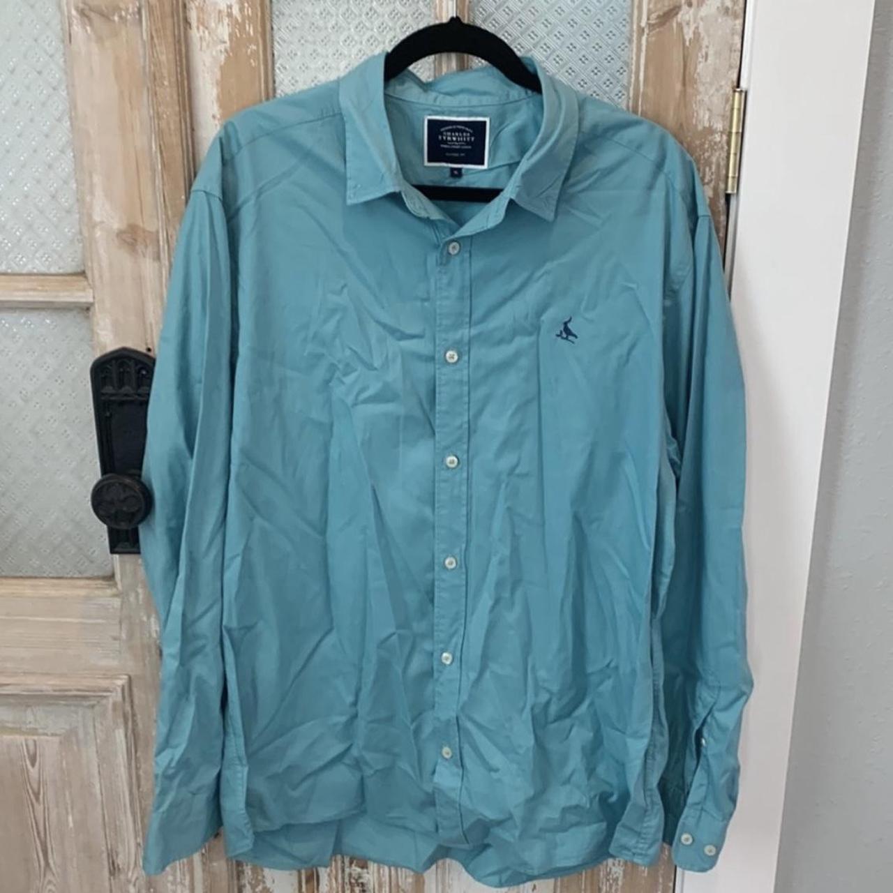 Mens Charles Tyrwhitt Teal Dress Shirt, Button