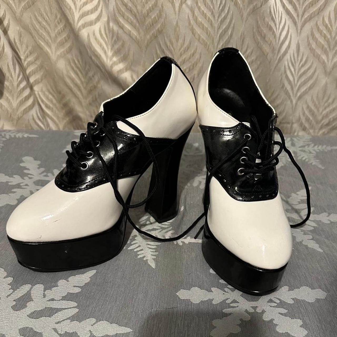 Funtasma Black and white heeled saddle shoes worn. Depop