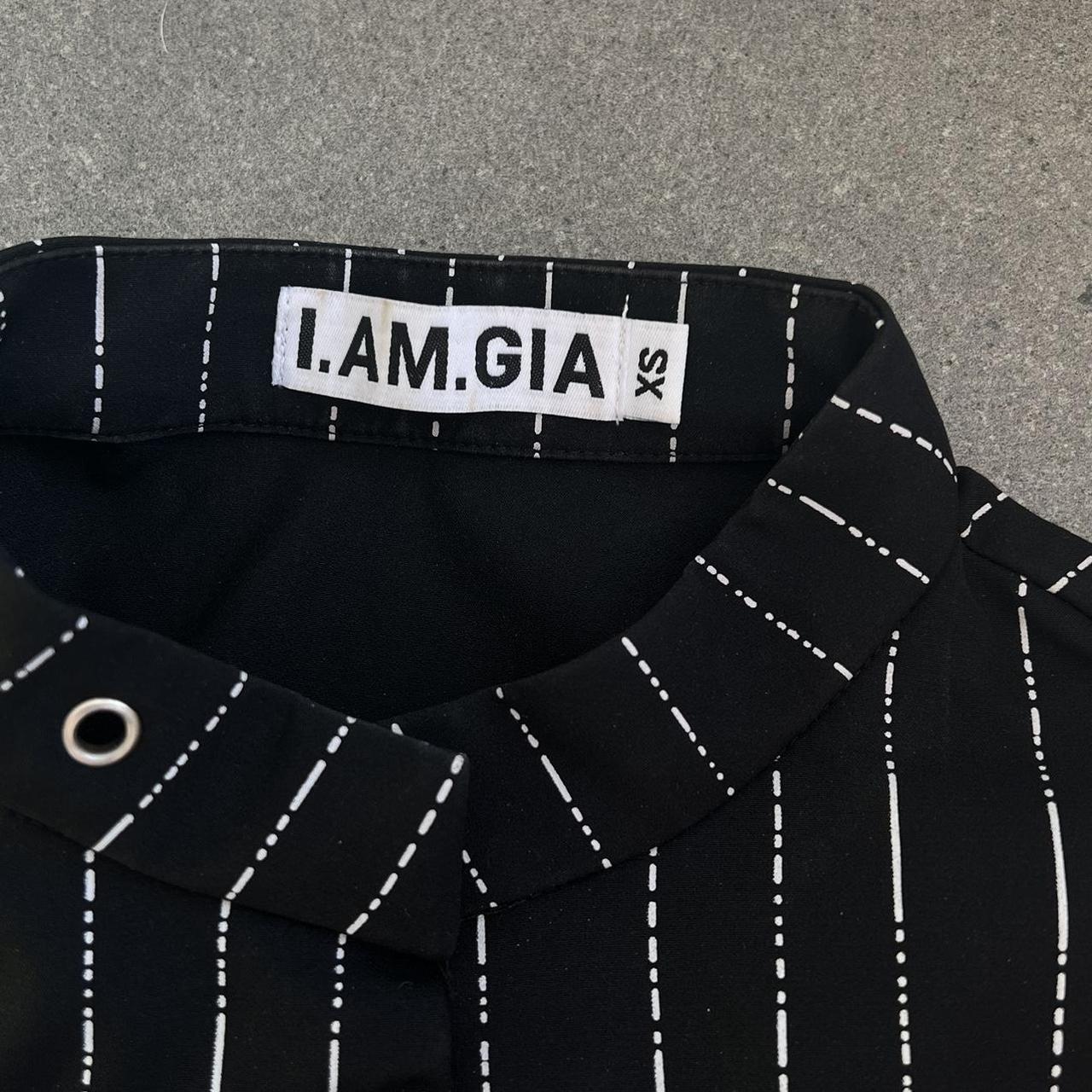 I Am Gia black and white striped crop store top